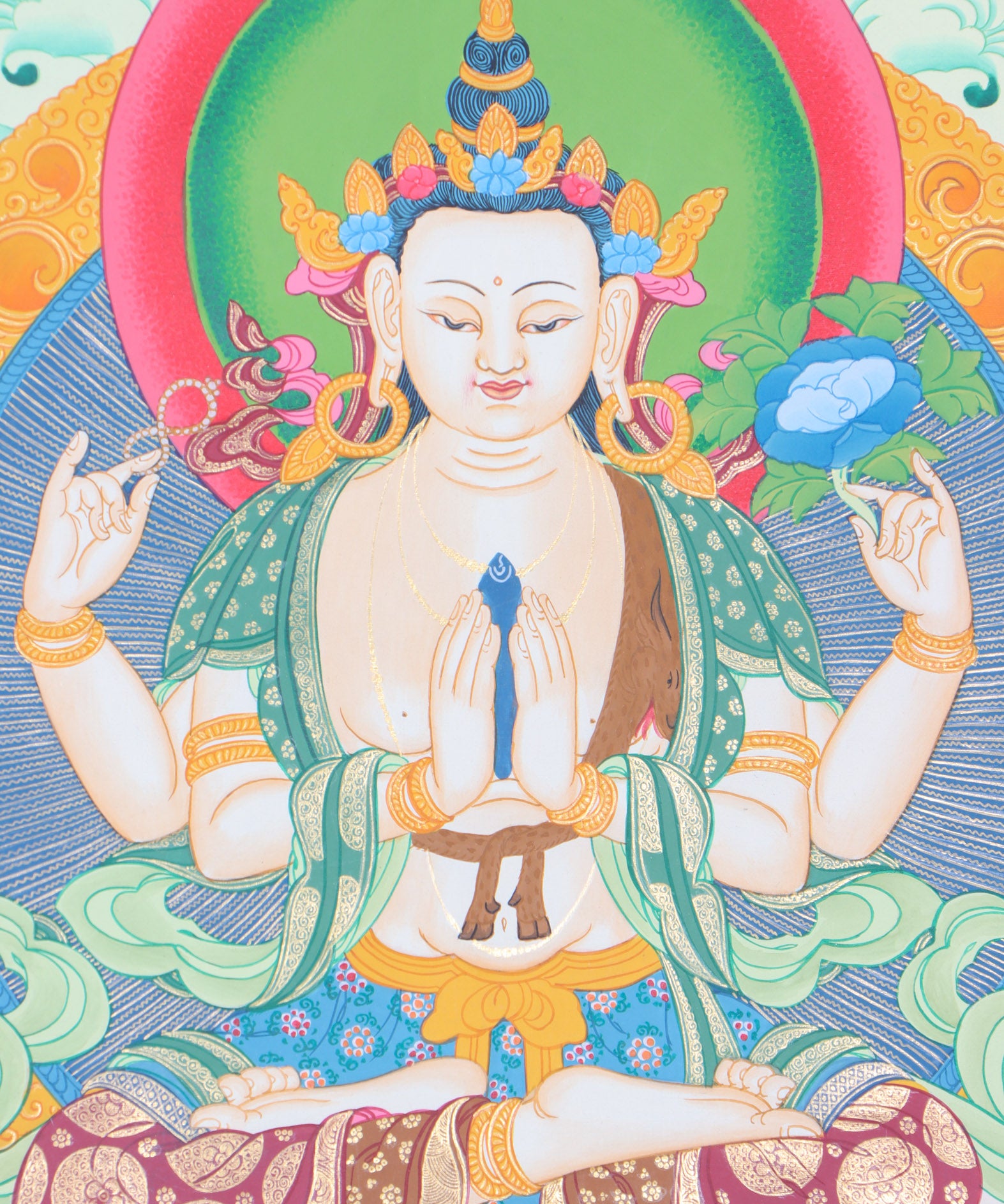 Chengresi Thangka Painting for wall decor.