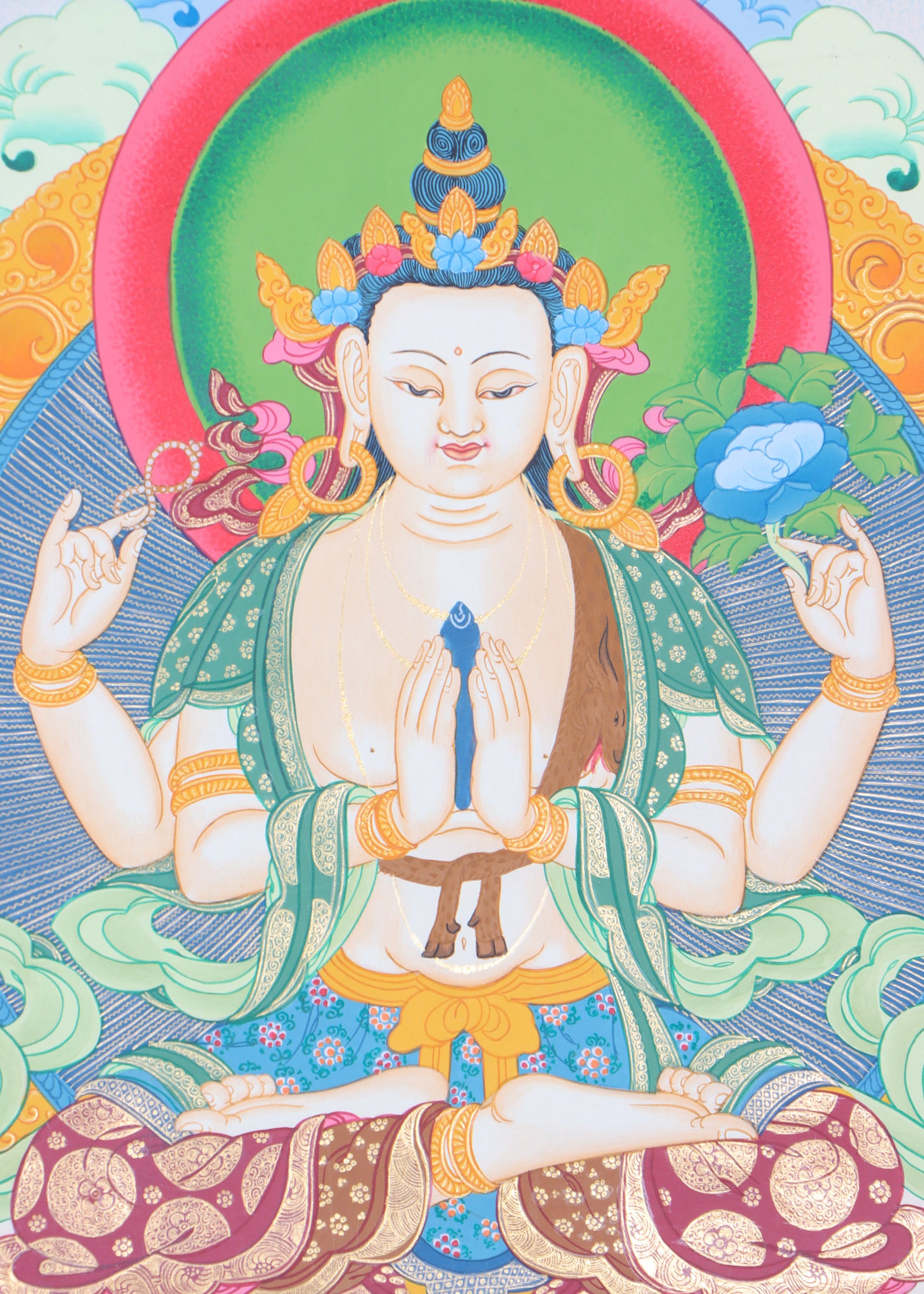 Chengresi Thangka Painting for wall decor.