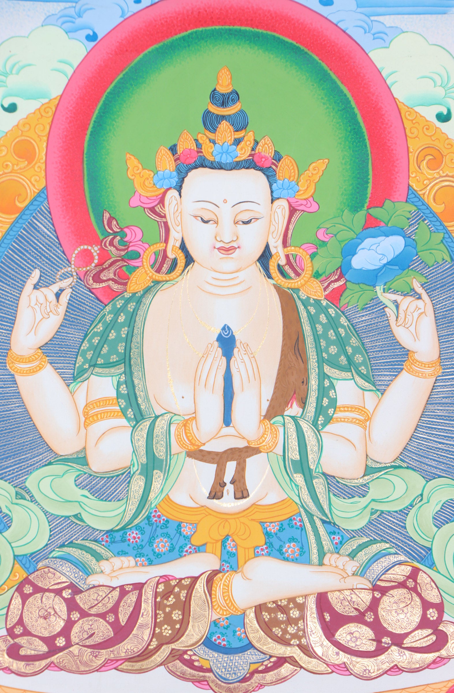 Chengresi Thangka Painting for wall decor.