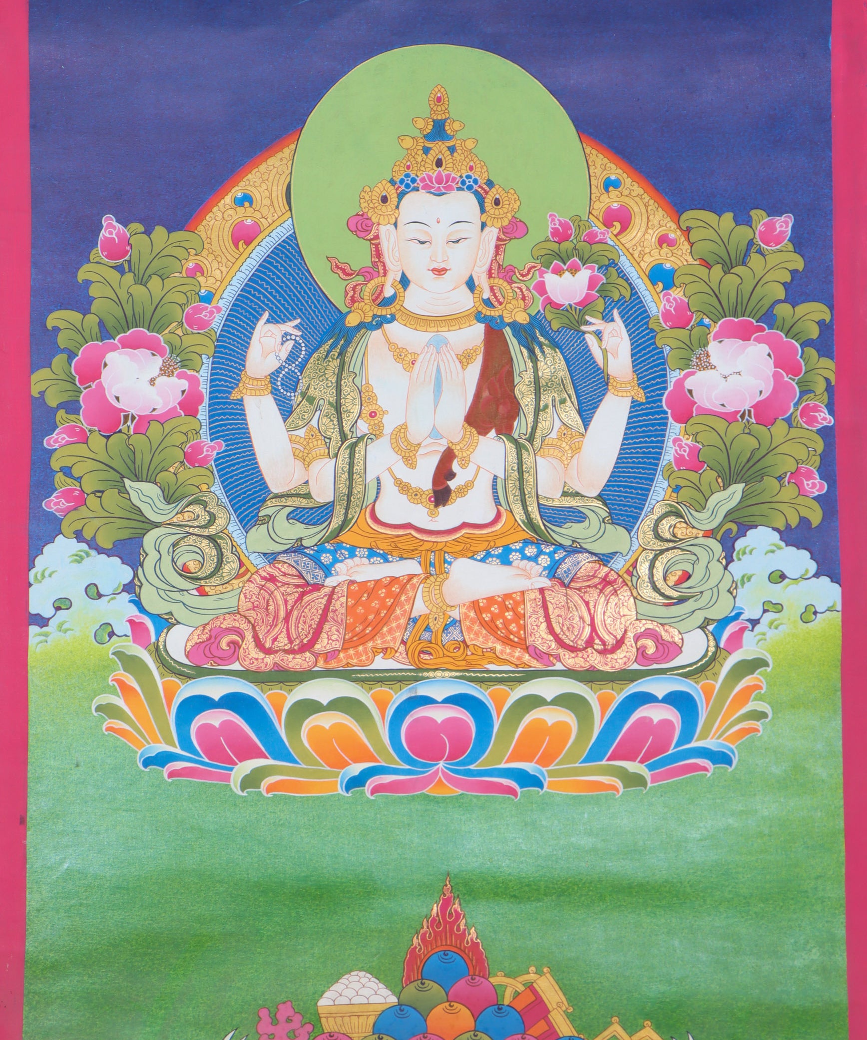 Chengresi Thangka Painting for spiritual practices.