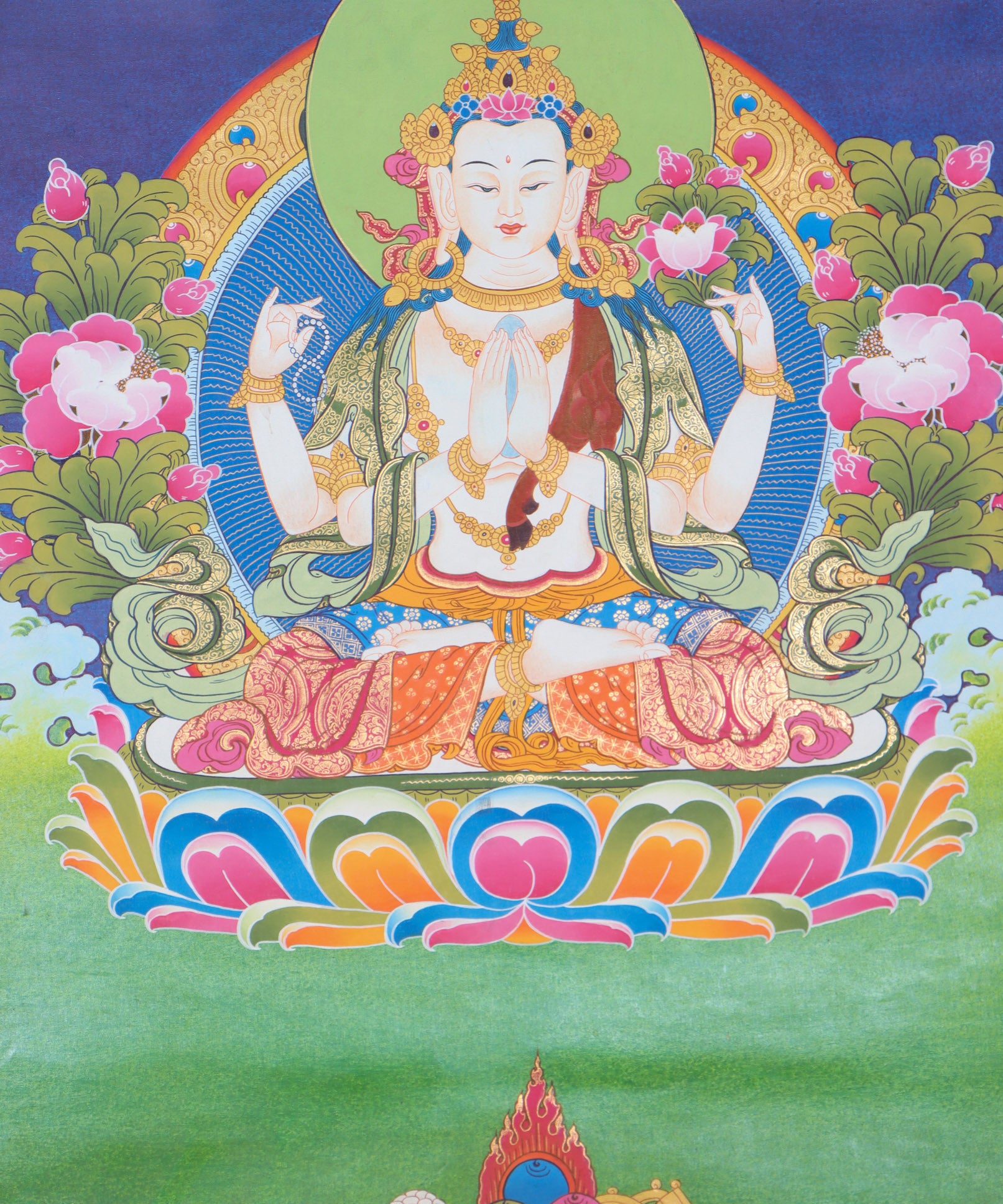 Chengresi Thangka Painting for spiritual practices.