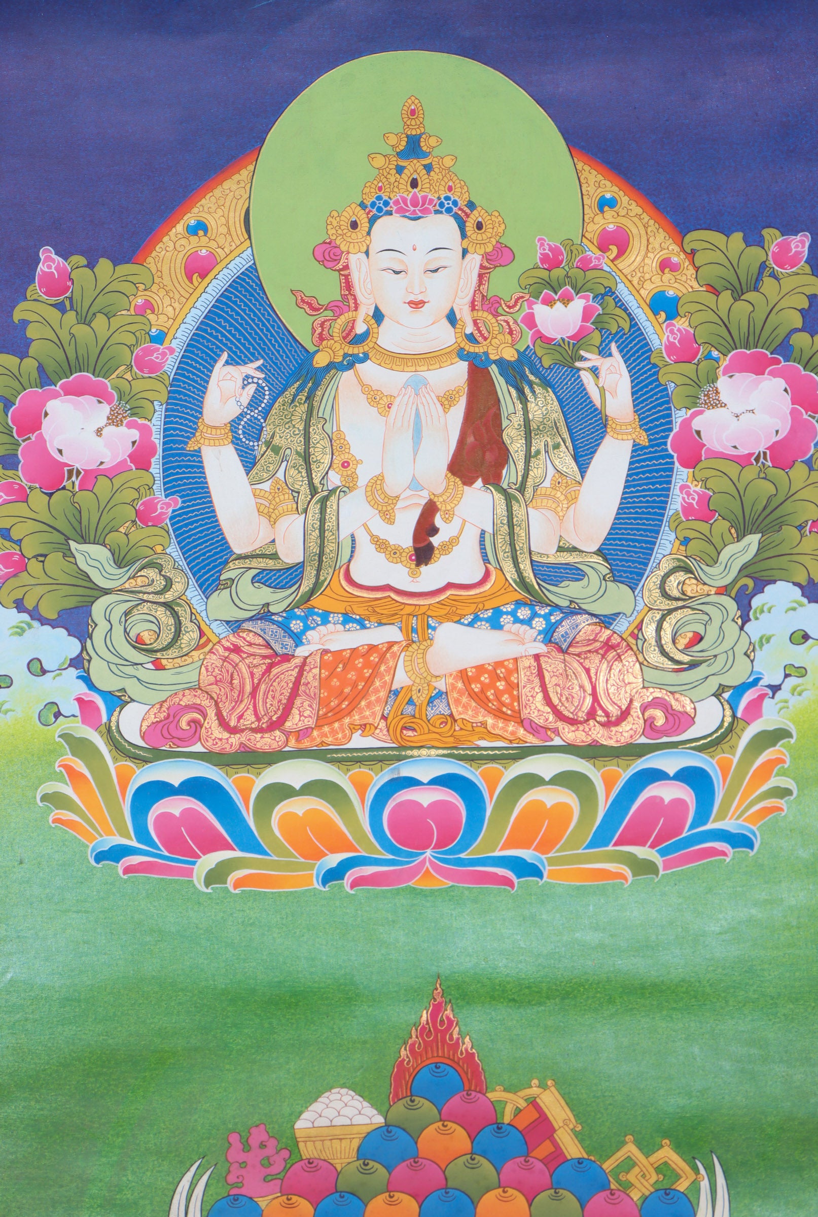 Chengresi Thangka Painting for spiritual practices.