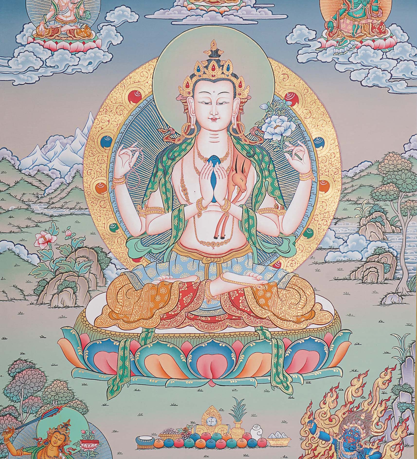 Chengresi Thangka Painting for prayer and meditation.