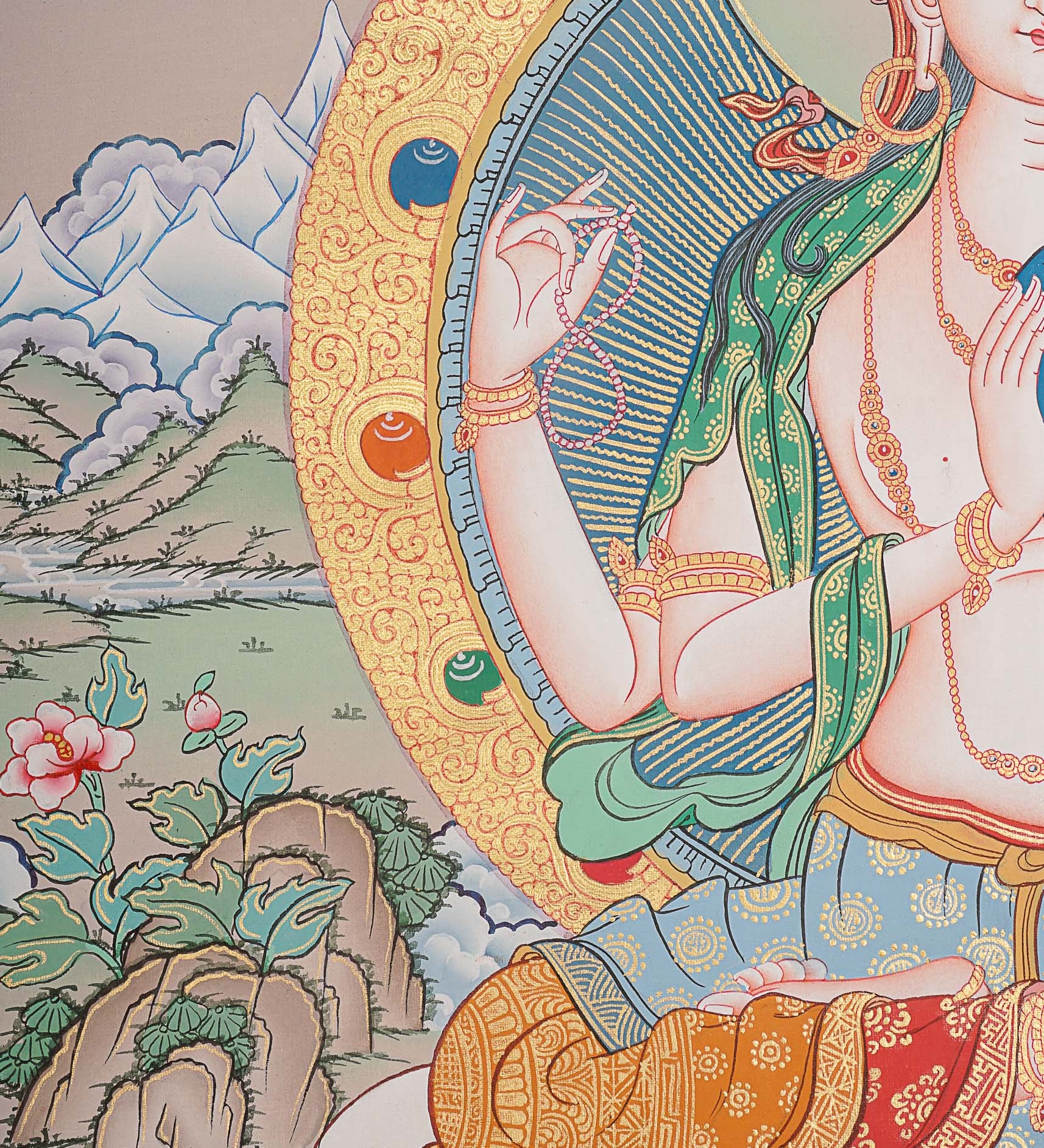 Chengresi Thangka Painting for prayer and meditation.