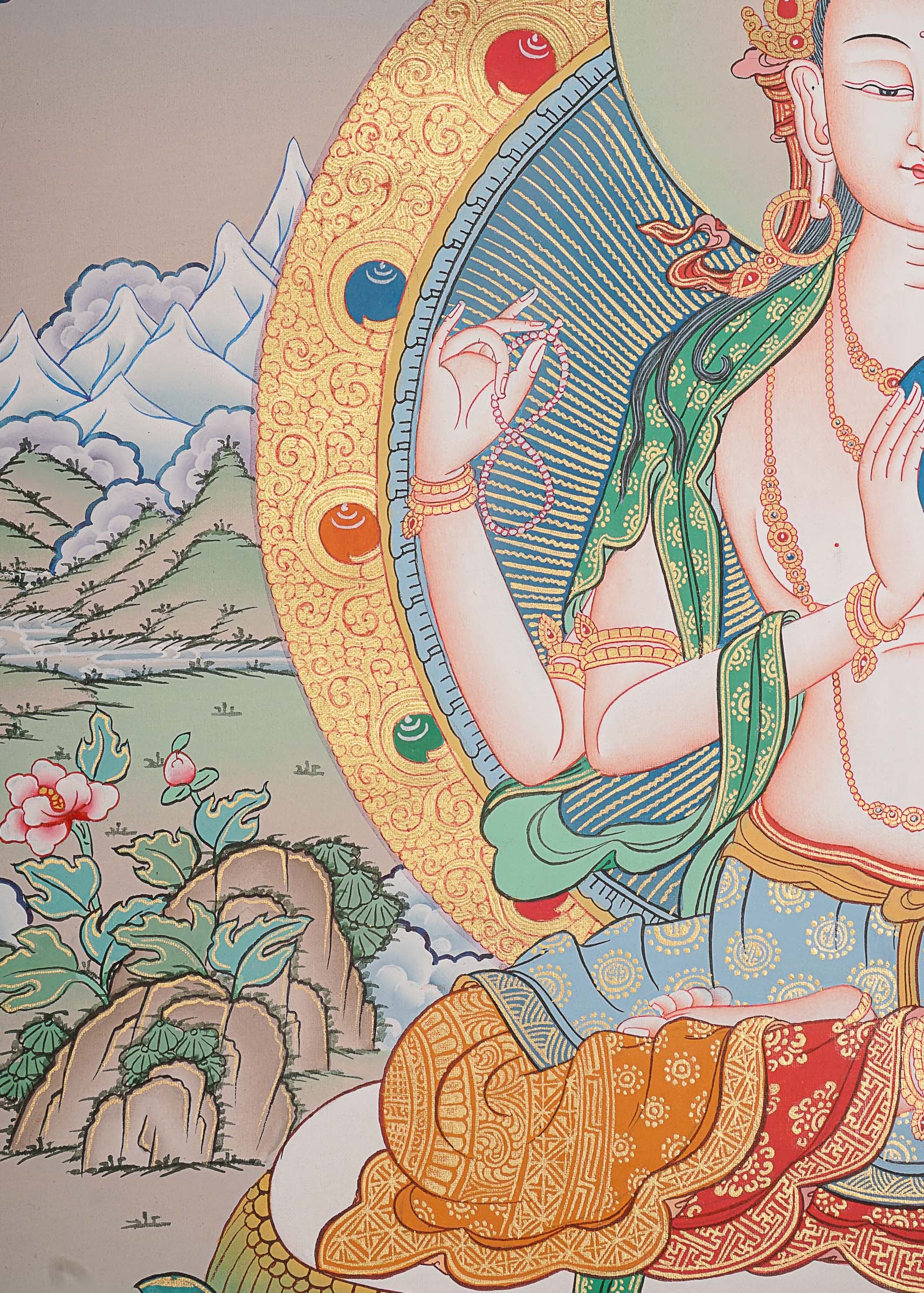 Chengresi Thangka Painting for prayer and meditation.