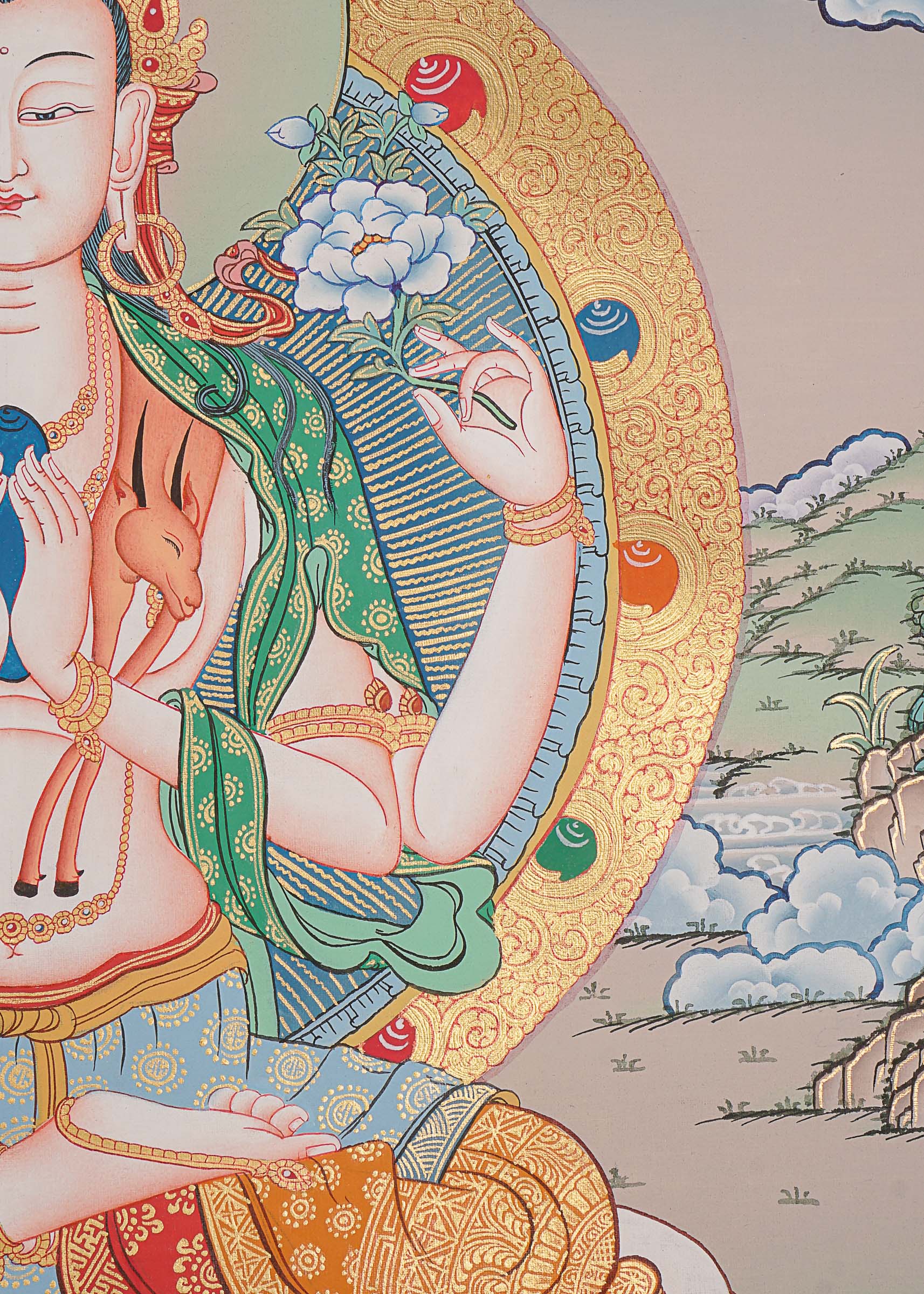 Chengresi Thangka Painting for prayer and meditation.