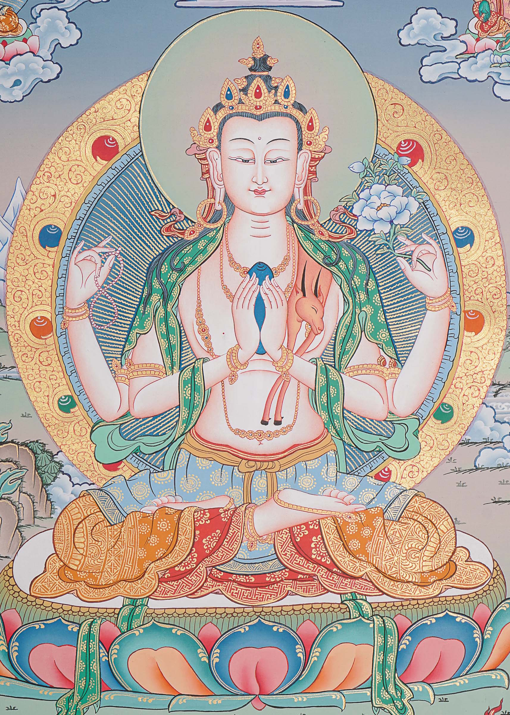 Chengresi Thangka Painting for prayer and meditation.