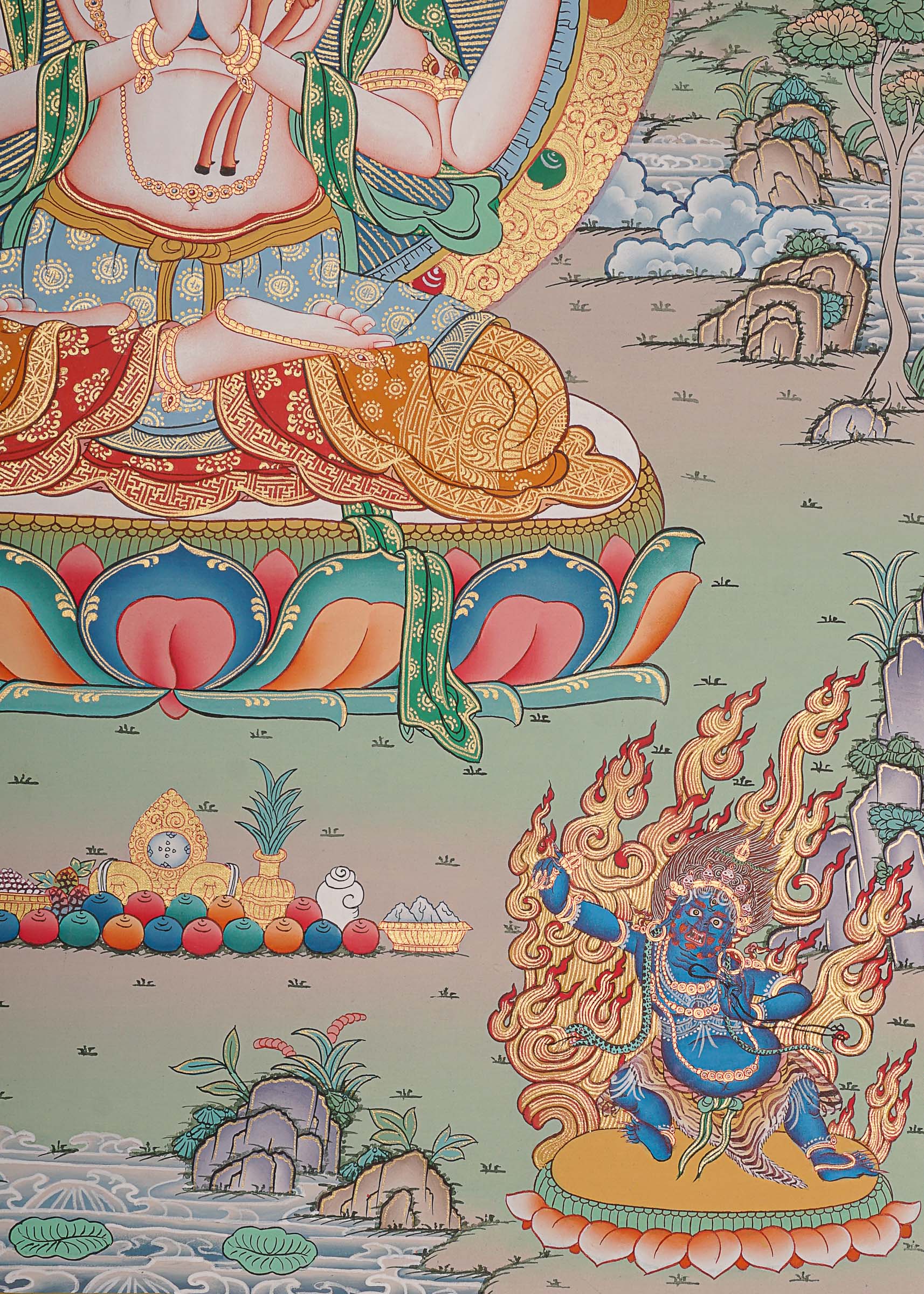 Chengresi Thangka Painting for prayer and meditation.