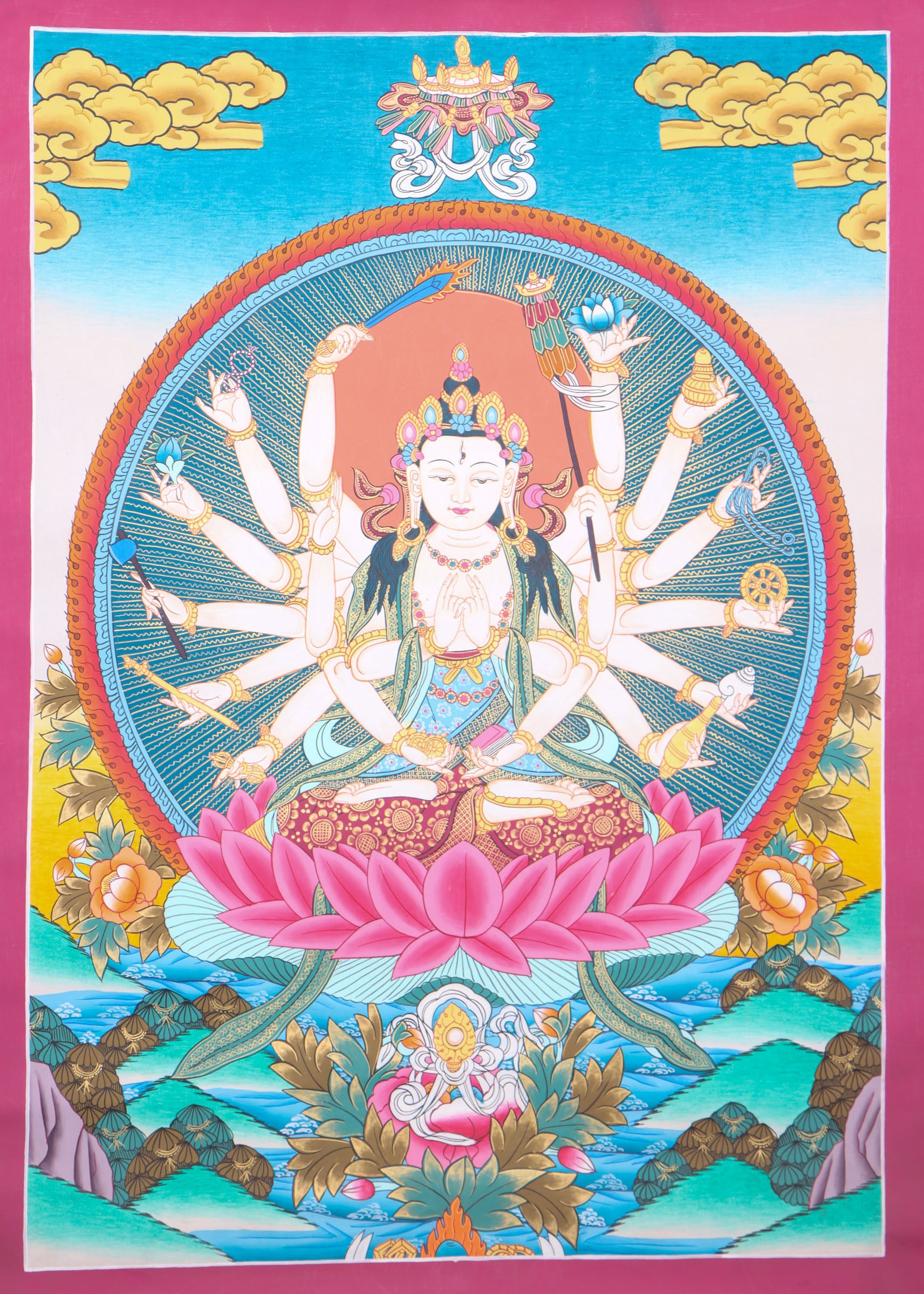 Chundi Thangka aids  practitioners on their spiritual path.