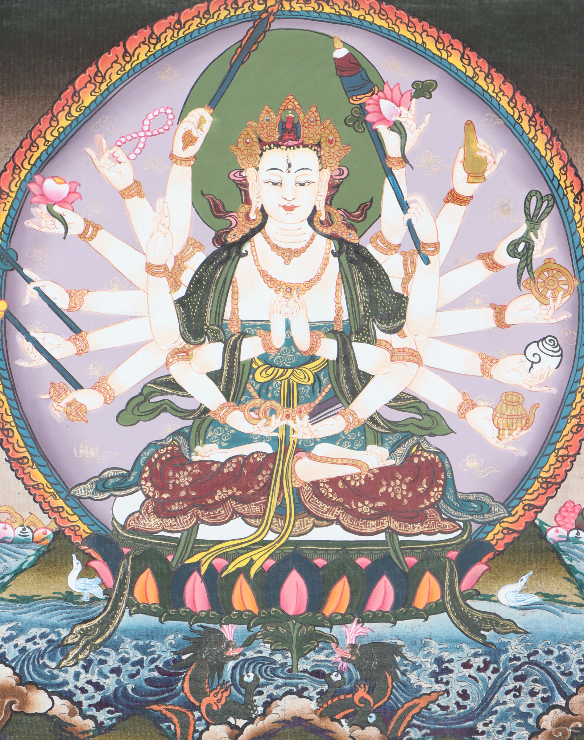 Maha cundi Thangka- Cundi is also known as Tsundri, a goddess of seventy million Buddhas.