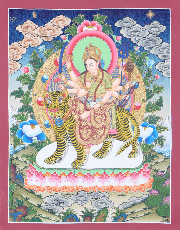 Durga Thangka for prayer and wall decor.