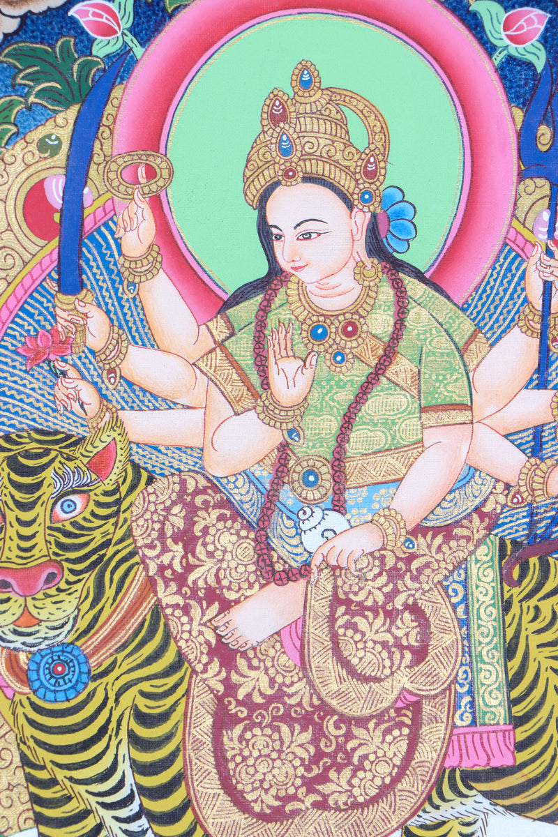 Durga Thangka for prayer and wall decor.