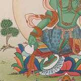 Green Tara Thangka Painting for wall hanging decor.