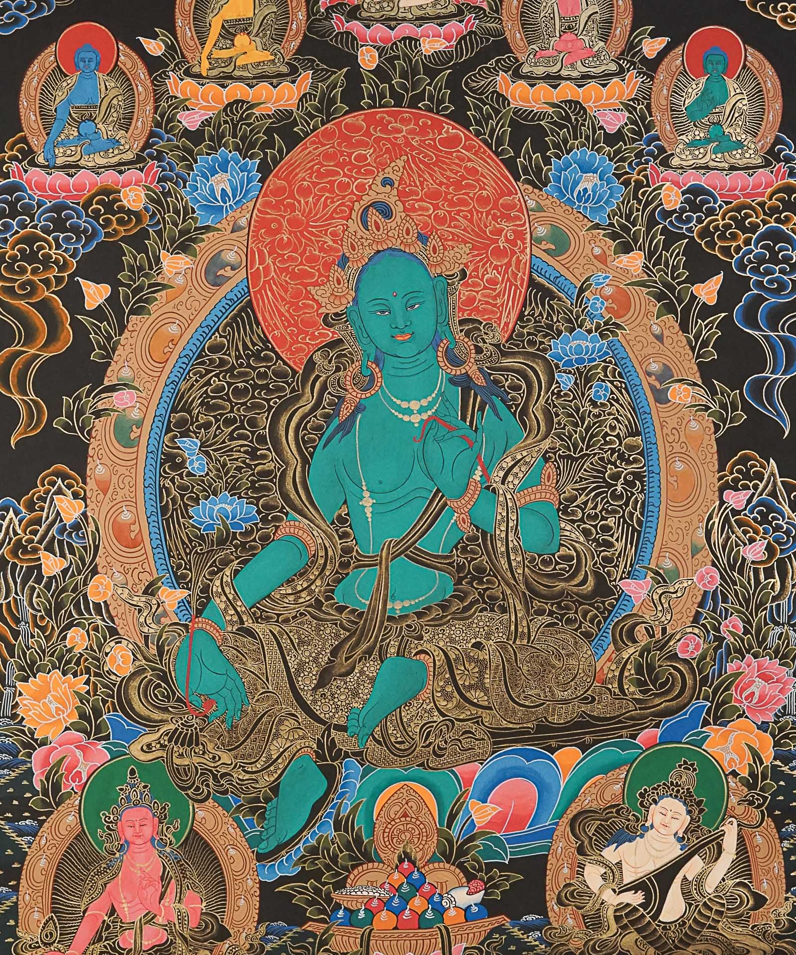 Green Tara Thangka  - Female Deity Painting
