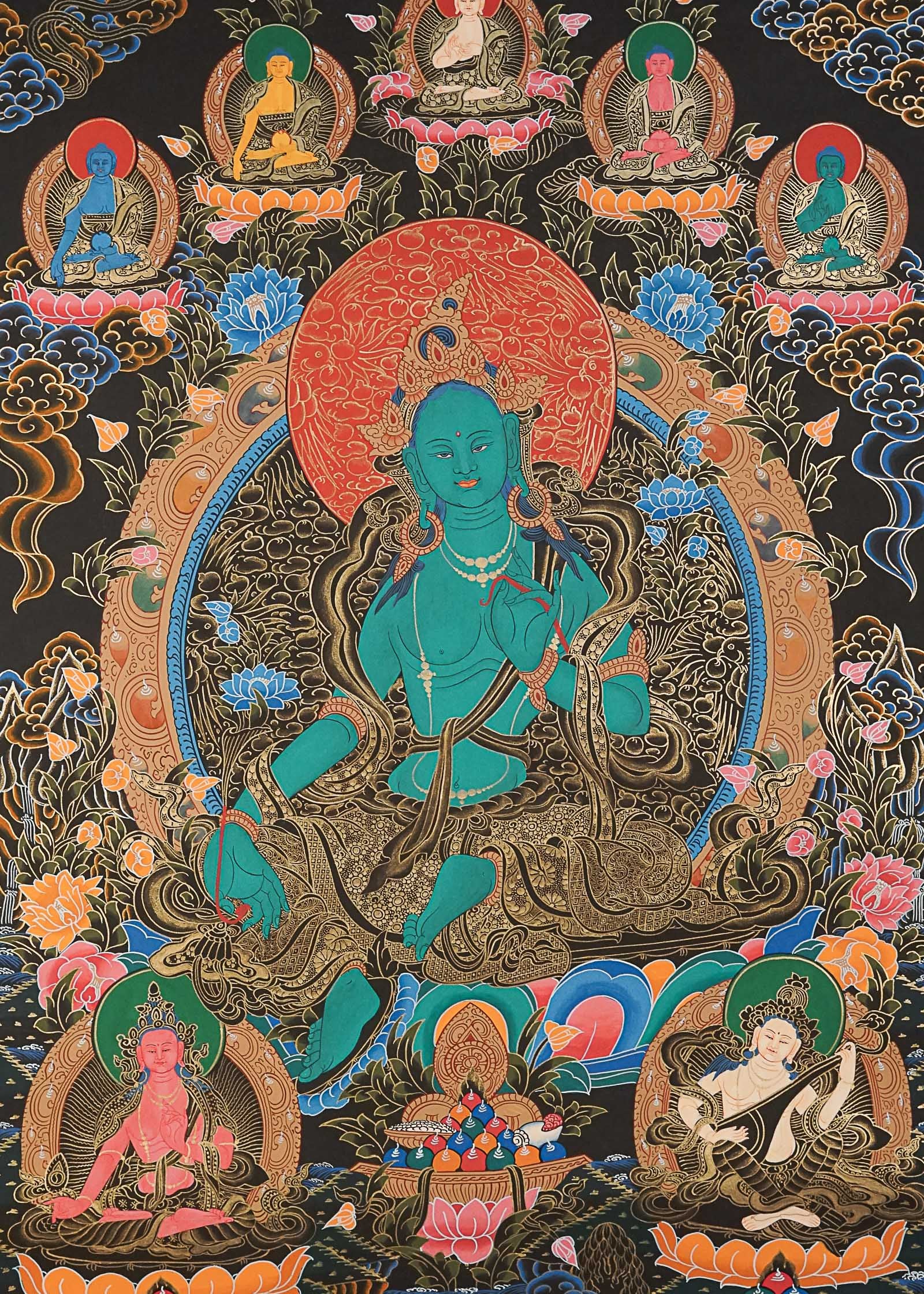 Green Tara Thangka  - Female Deity Painting