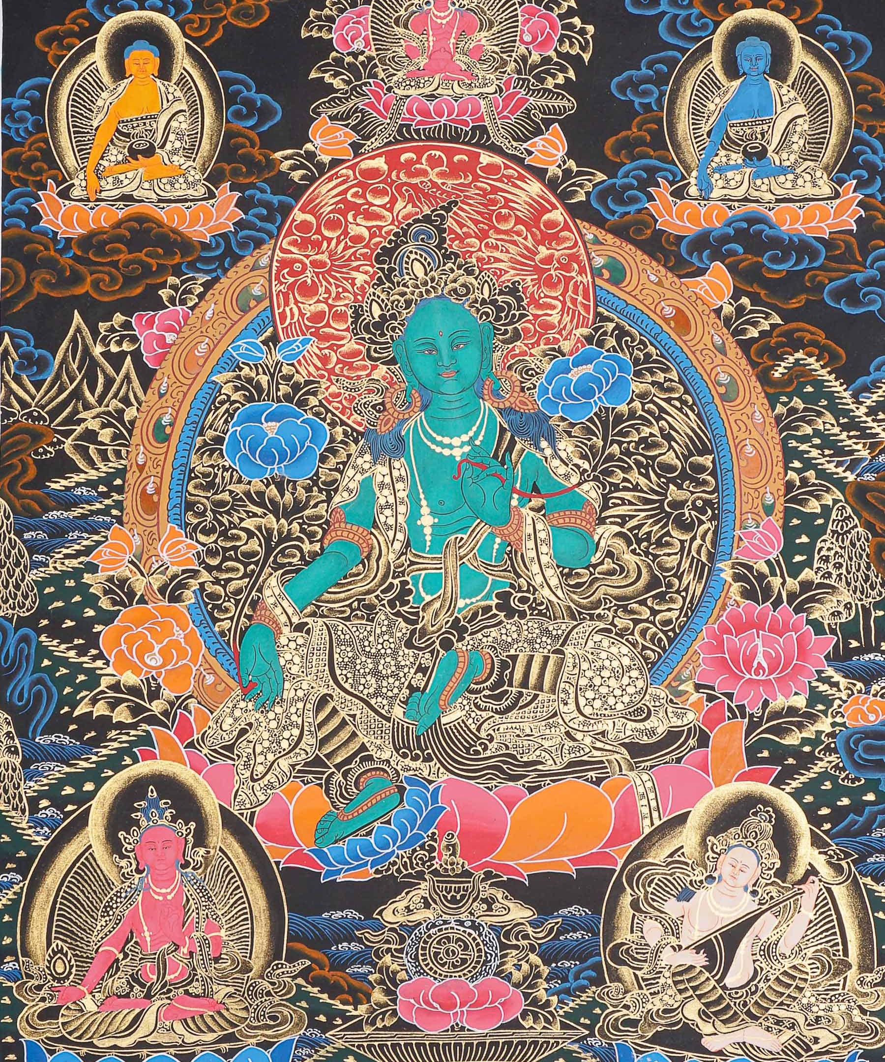 Green Tara Thangka for prayer and meditation.