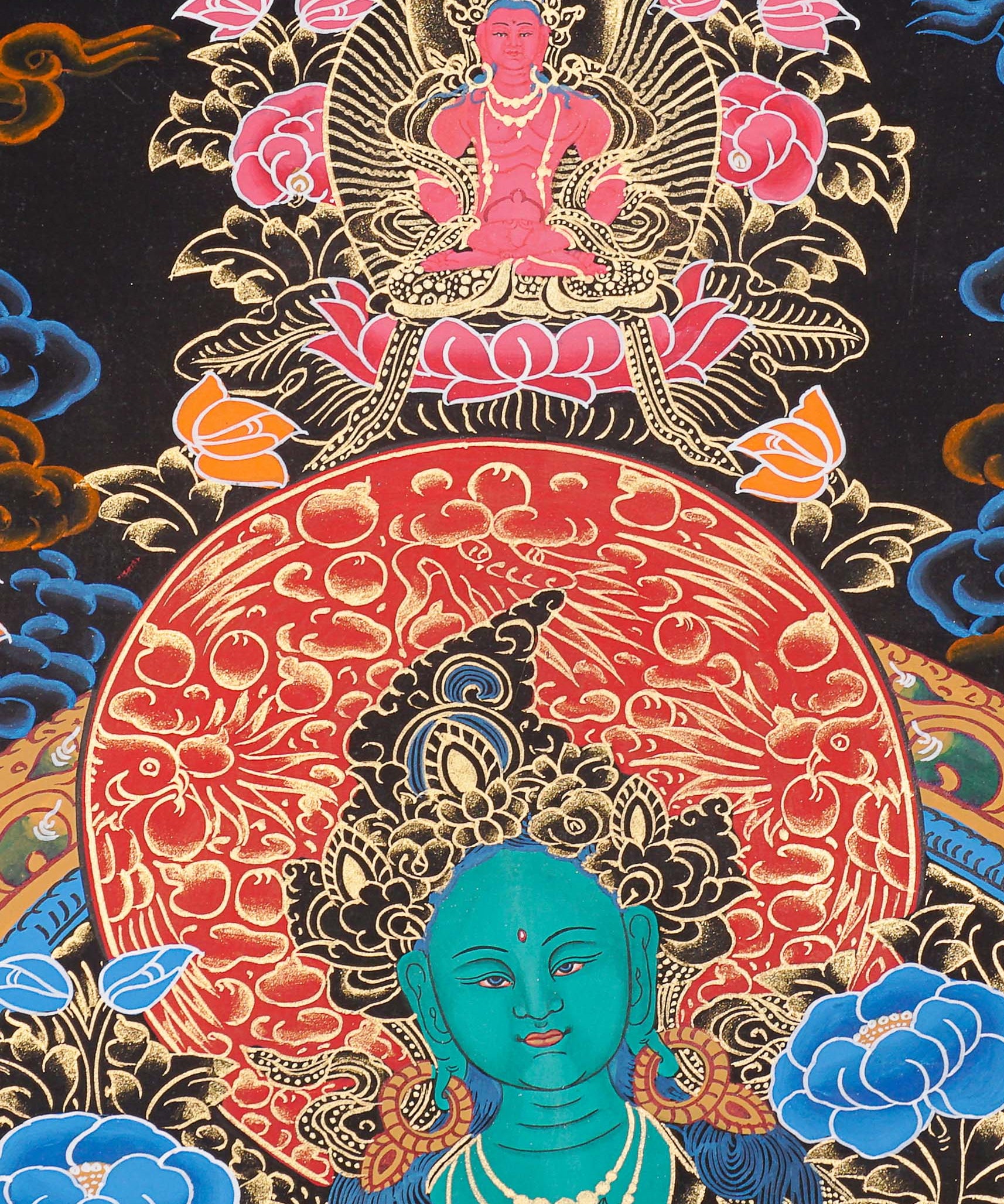 Green Tara Thangka for prayer and meditation.