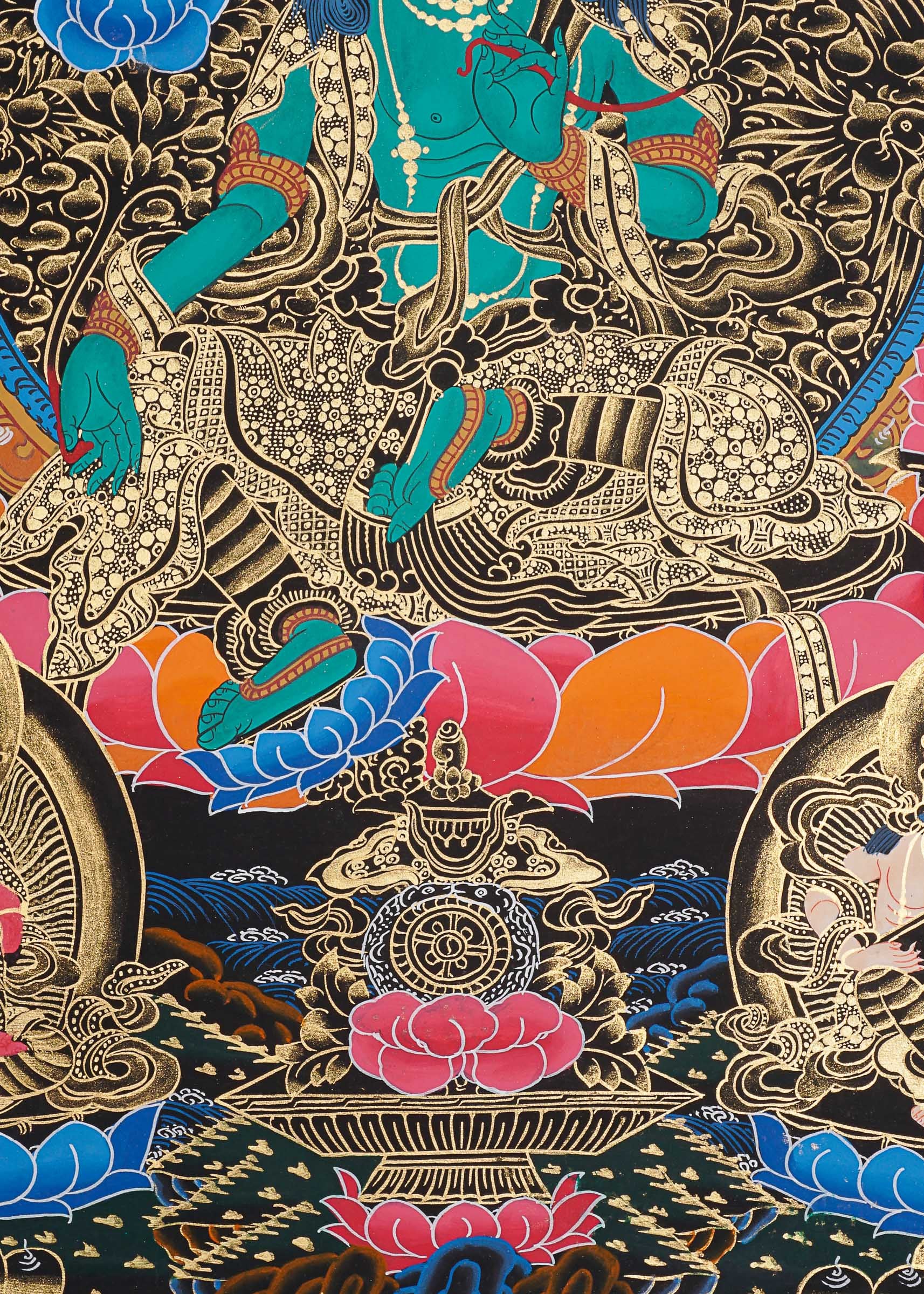 Green Tara Thangka for prayer and meditation.