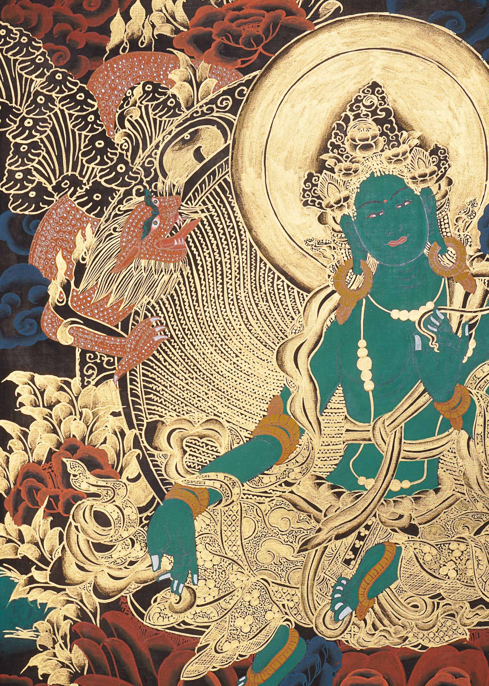 Green Tara Thangka Painting - Tibetan Art