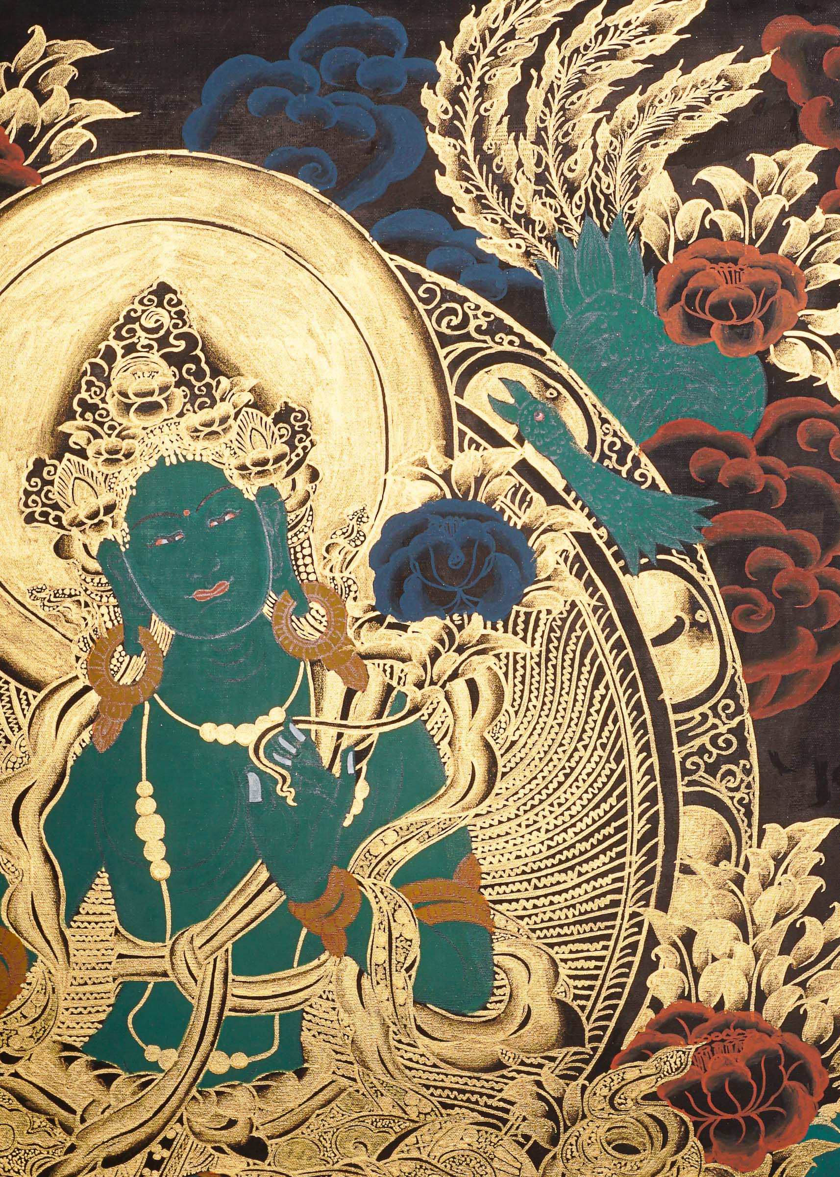 Green Tara Thangka Painting - Tibetan Art