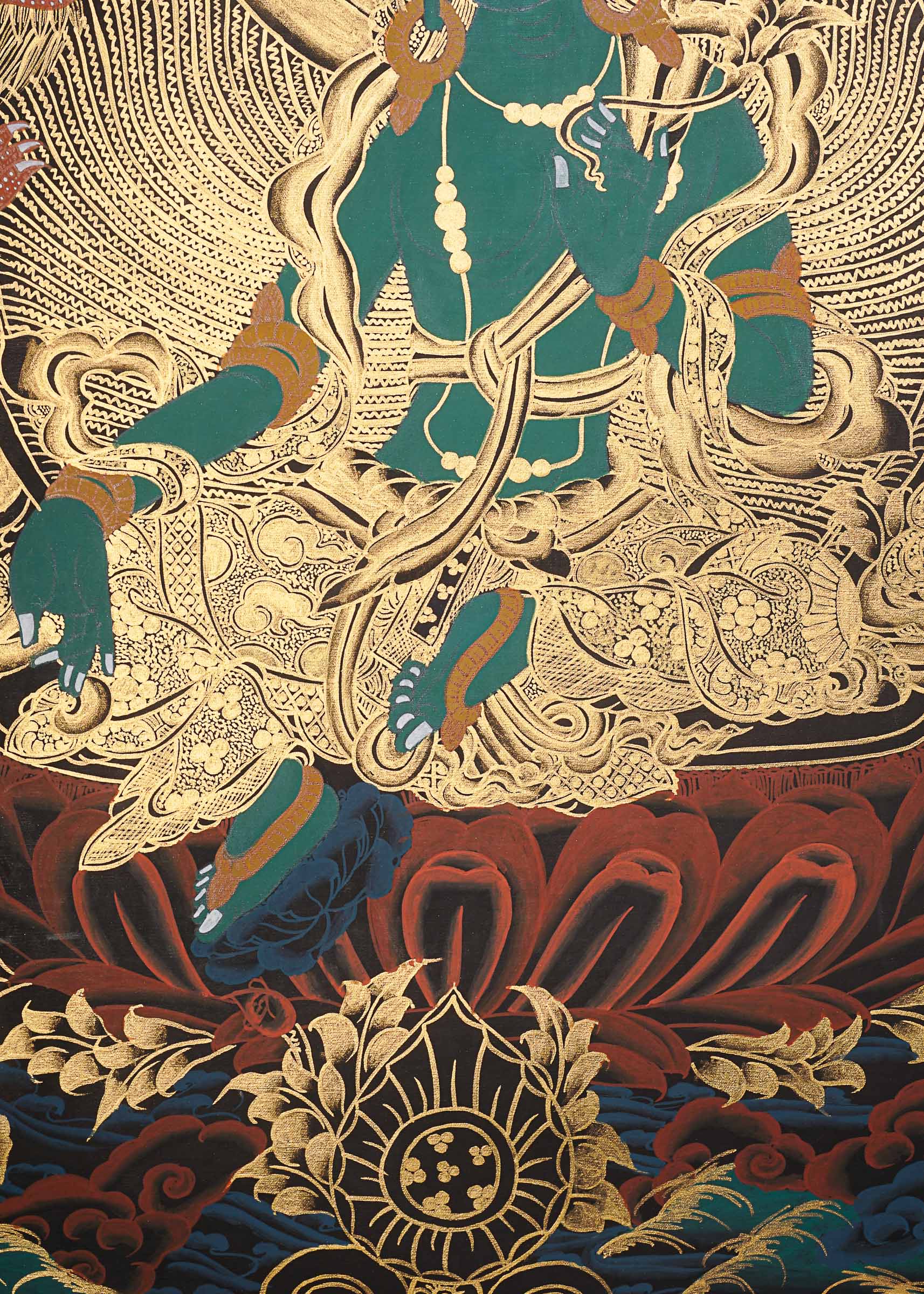 Green Tara Thangka Painting - Tibetan Art