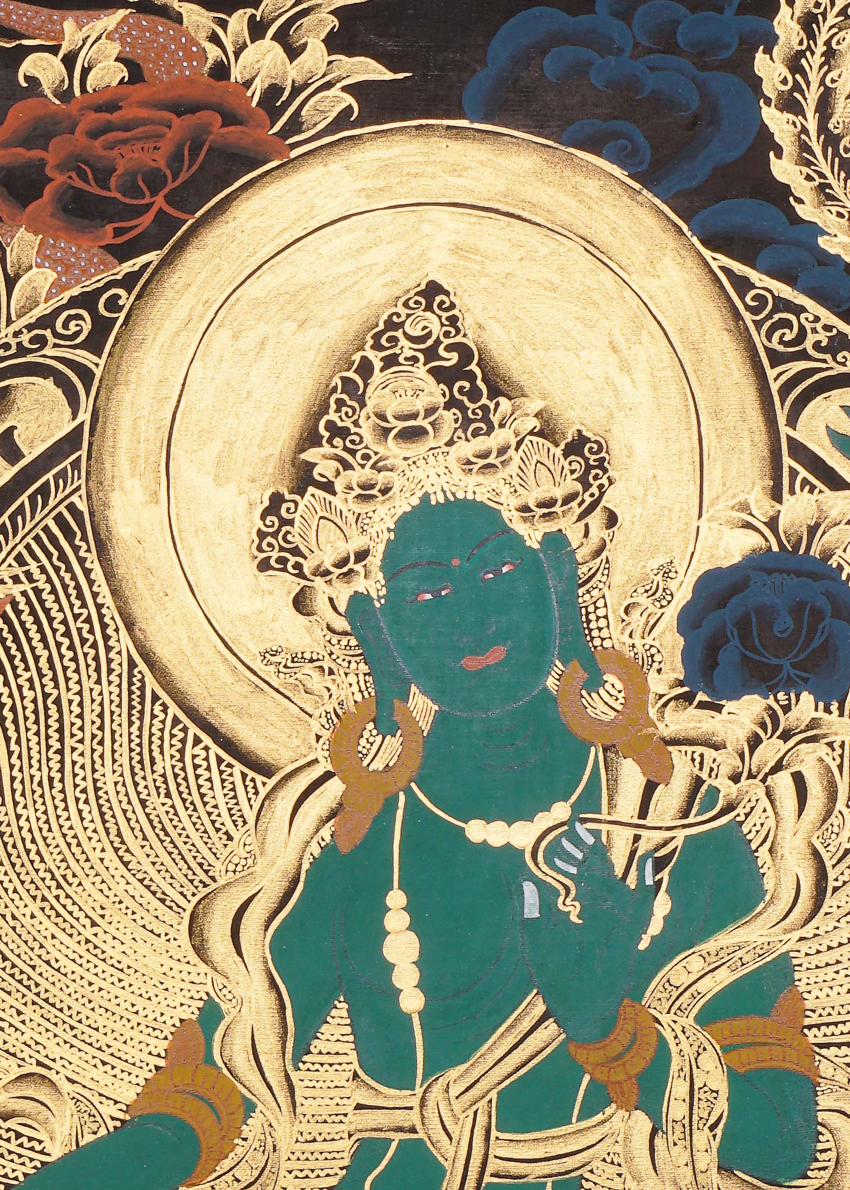 Green Tara Thangka Painting - Tibetan Art