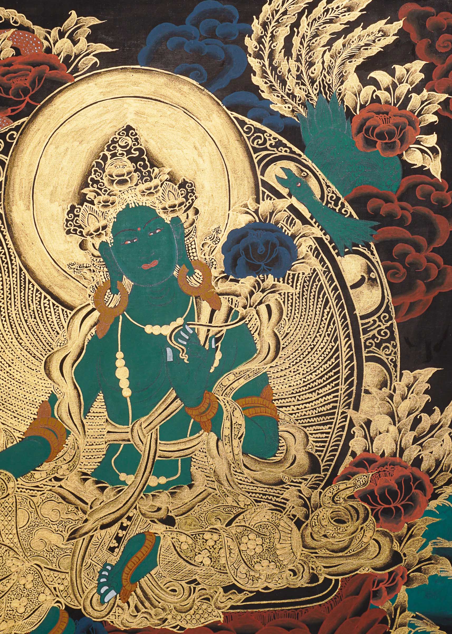 Green Tara Thangka Painting - Tibetan Art