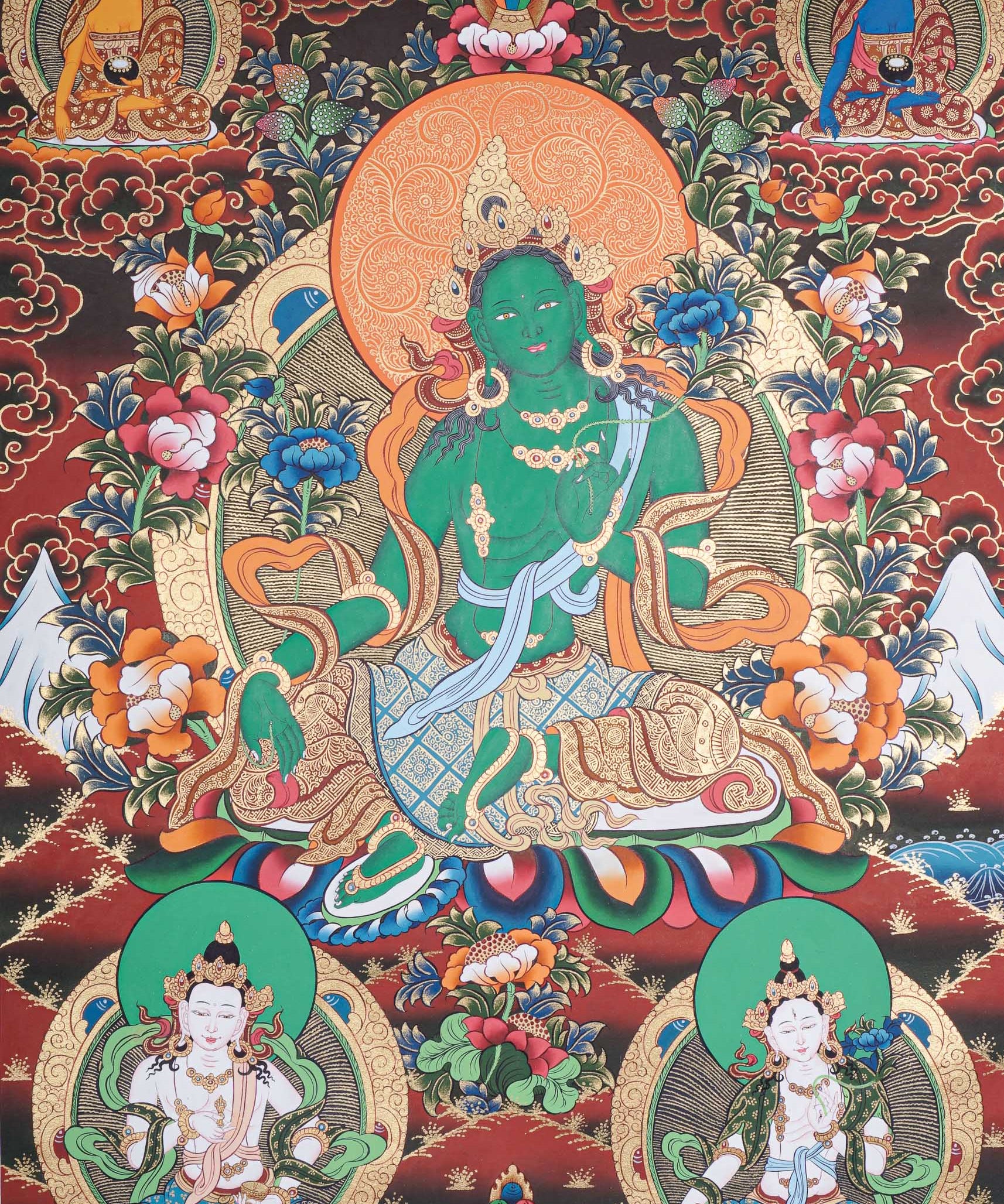 Green Tara Thangka - Handpainted art