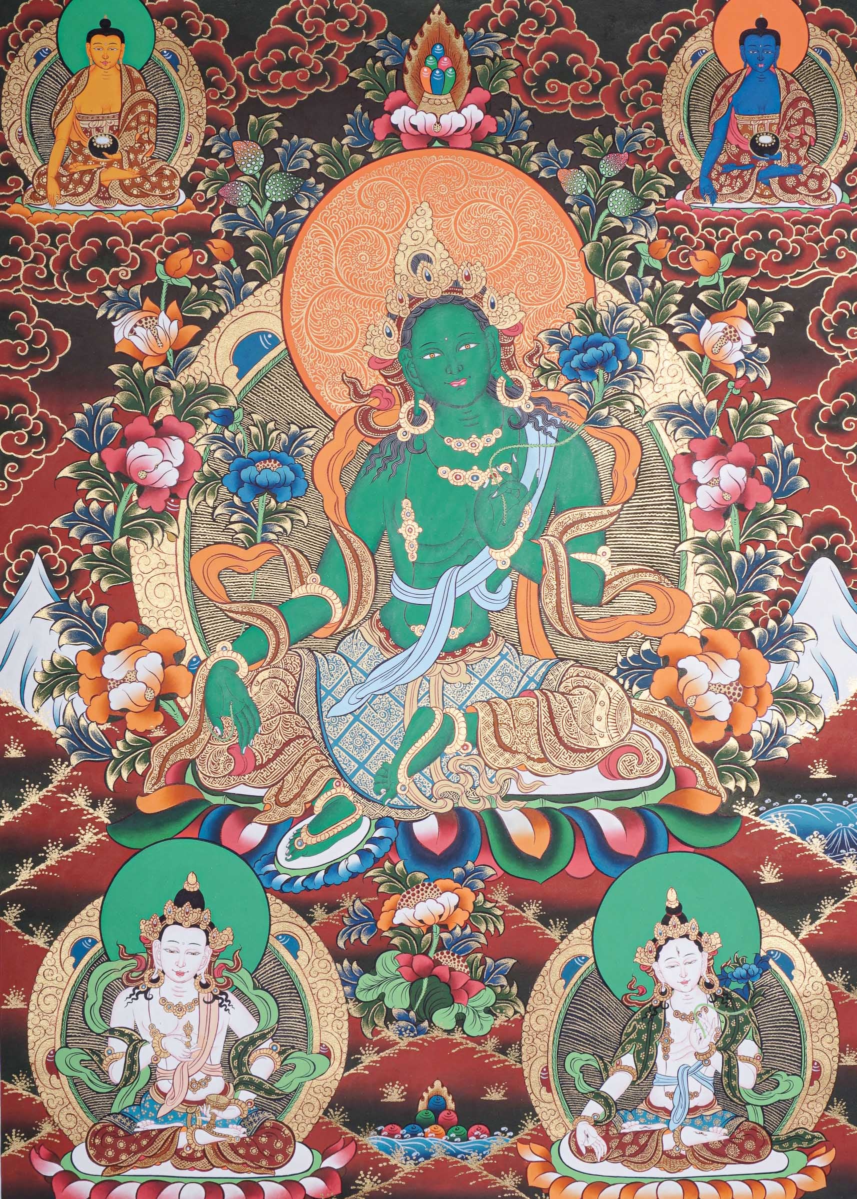 Green Tara Thangka - Handpainted art