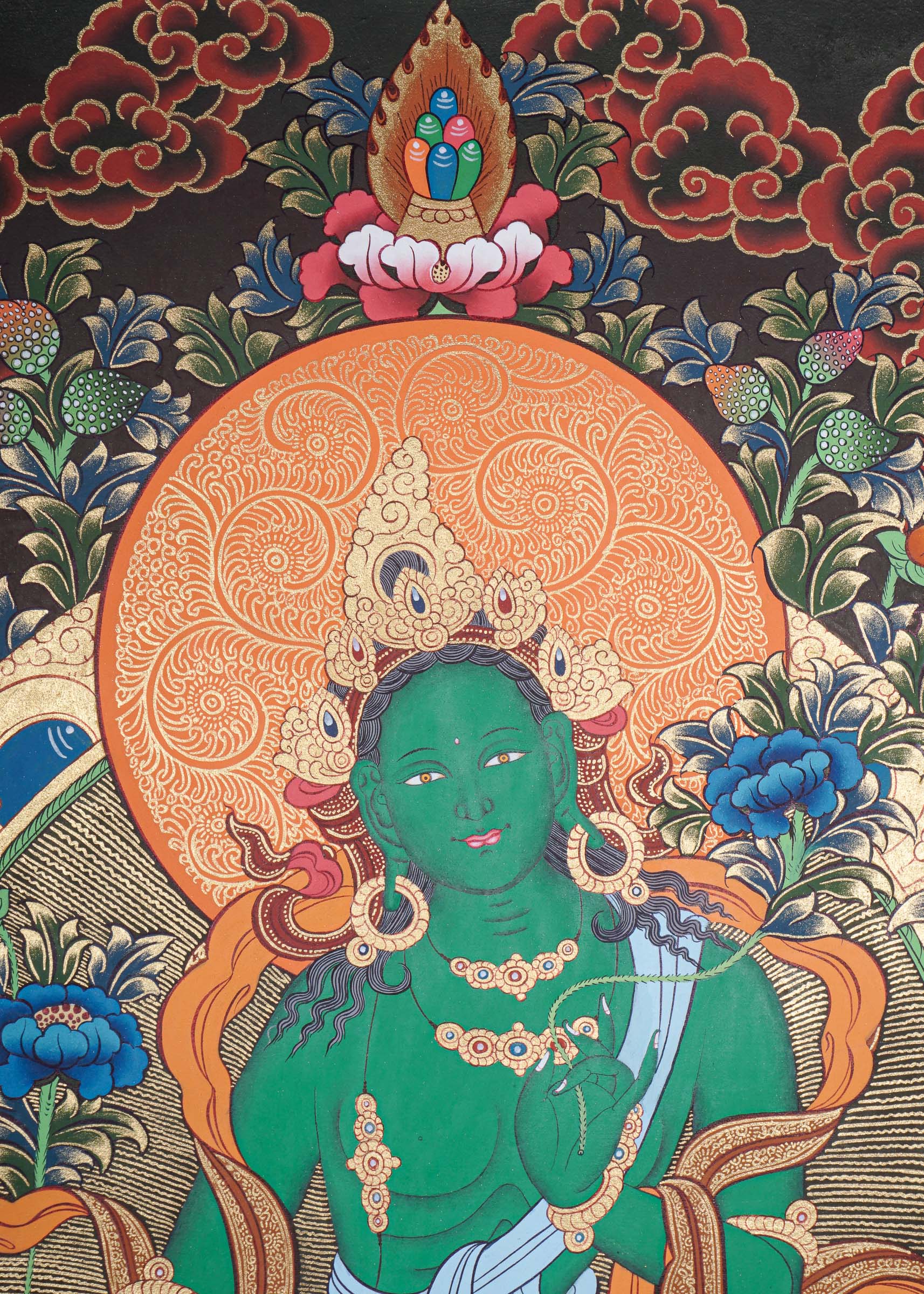 Green Tara Thangka - Handpainted art