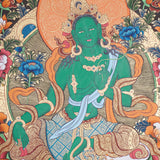 Green Tara Thangka - Handpainted art