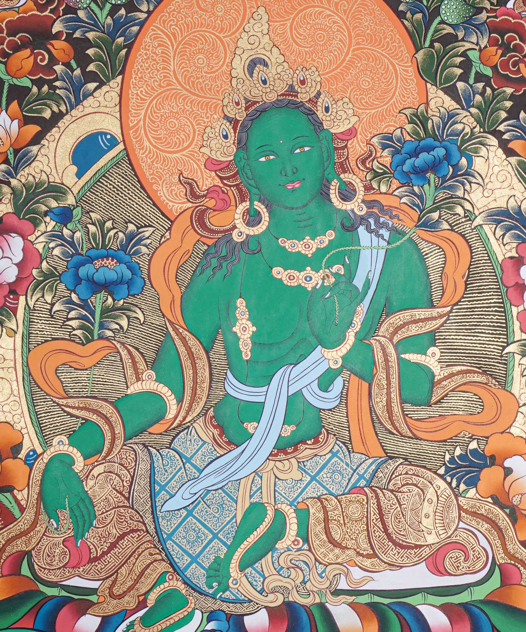 Green Tara Thangka - Handpainted art