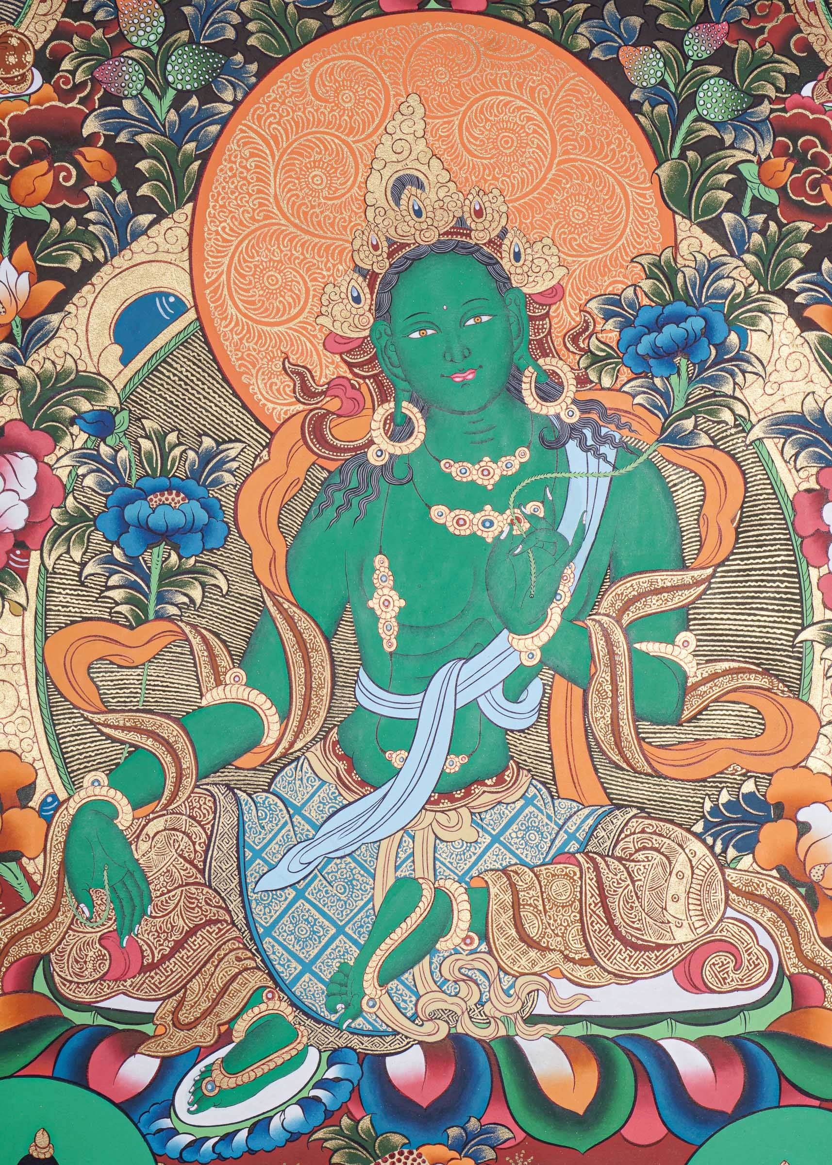 Green Tara Thangka - Handpainted art