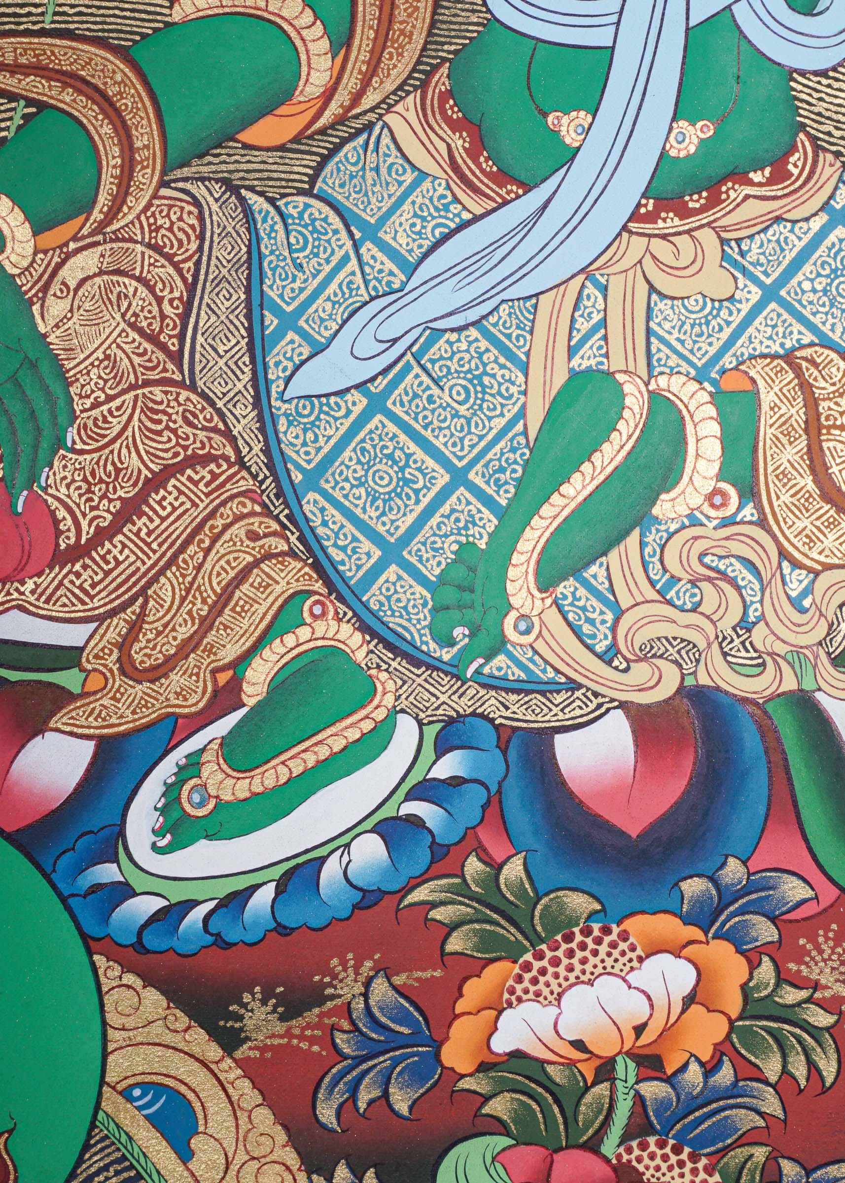 Green Tara Thangka - Handpainted art