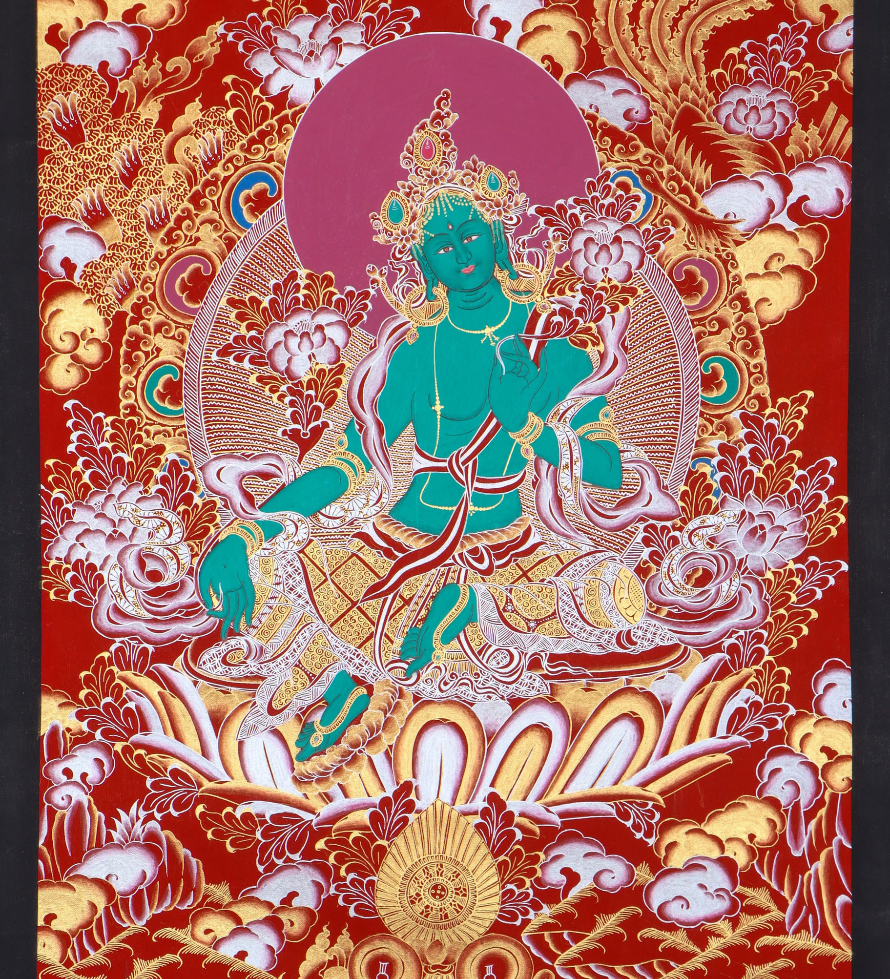 Green Tara Thangka - Best handpainted thangka painting - HimalayasShop