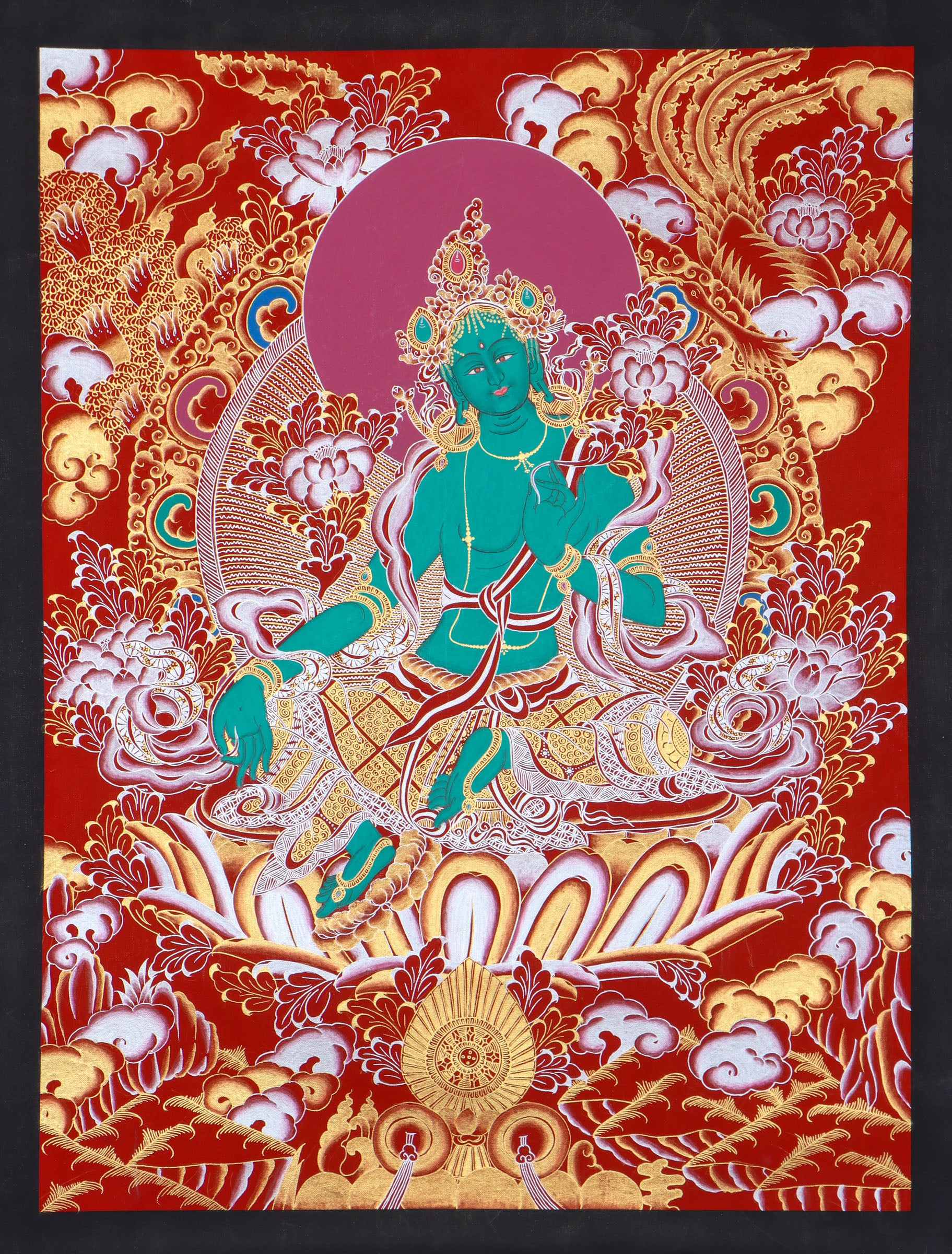 Green Tara Thangka - Best handpainted thangka painting - HimalayasShop