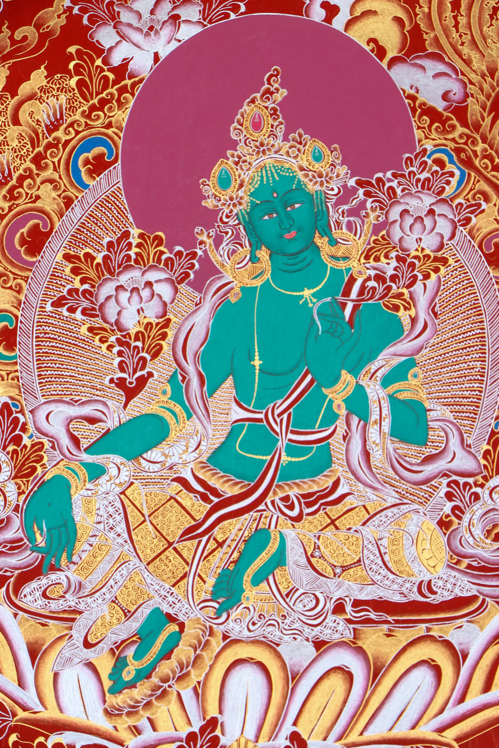 Green Tara Thangka - Best handpainted thangka painting - HimalayasShop