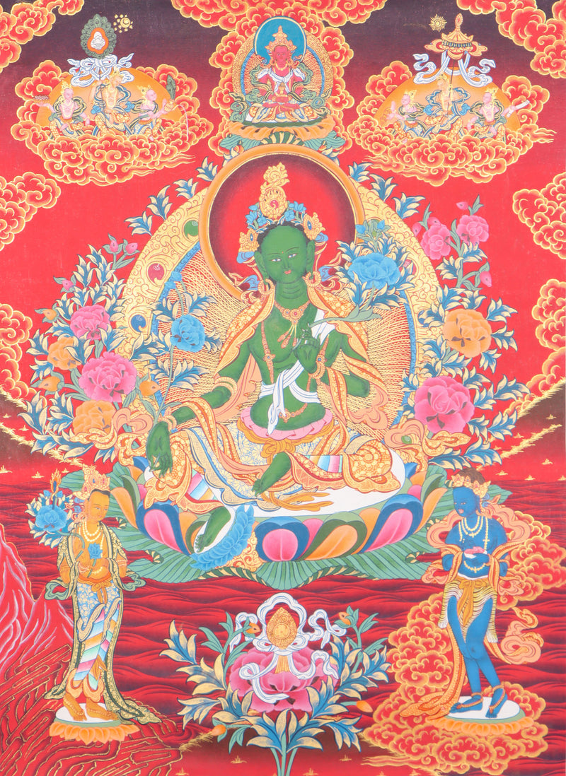 Green Tara Thangka for prayer and meditation.