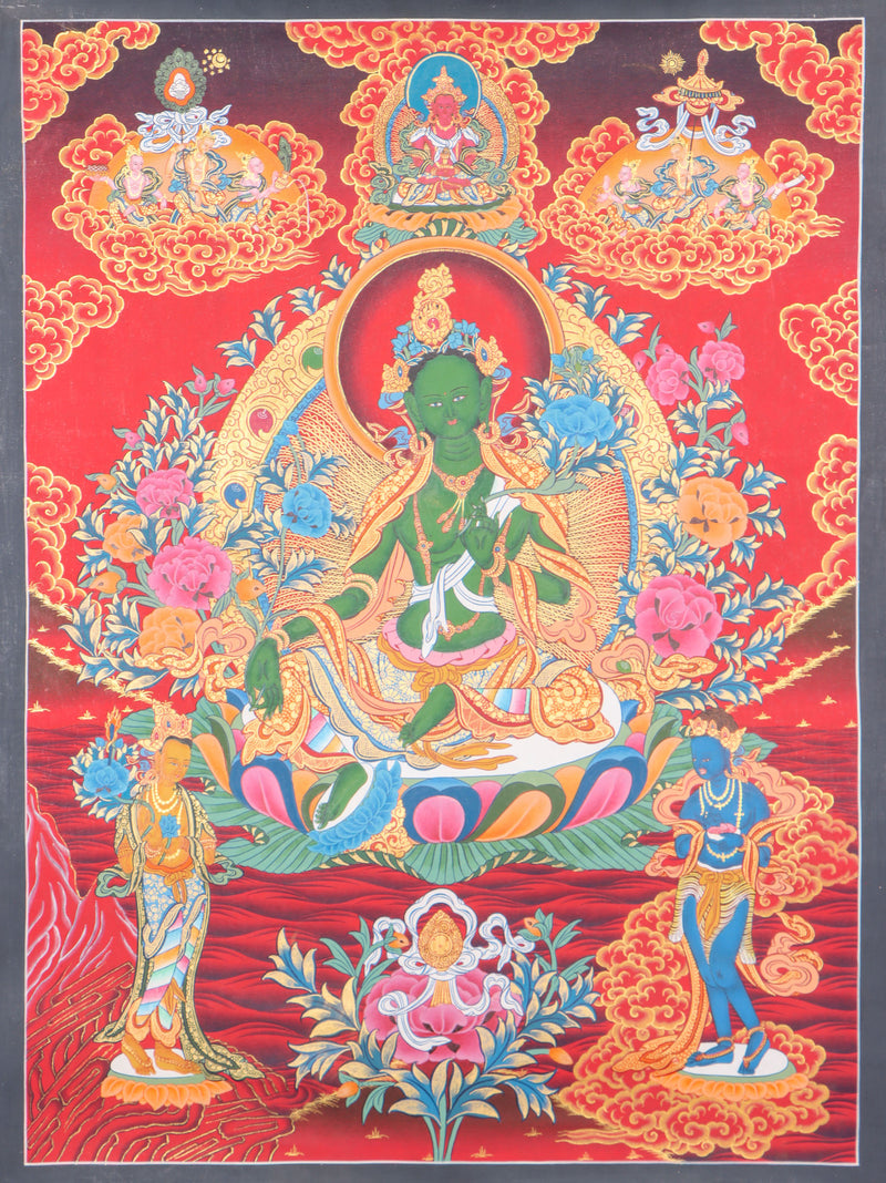 Green Tara Thangka for prayer and meditation.