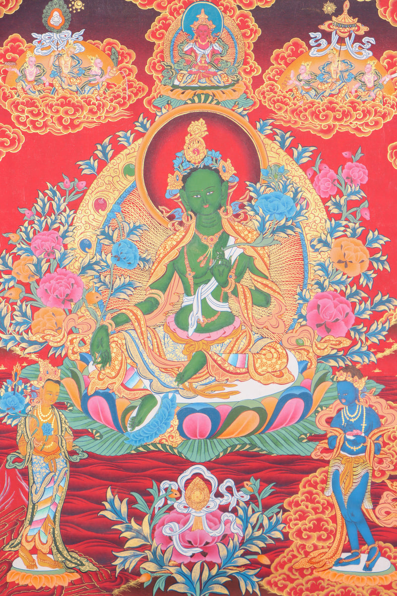 Green Tara Thangka for prayer and meditation.