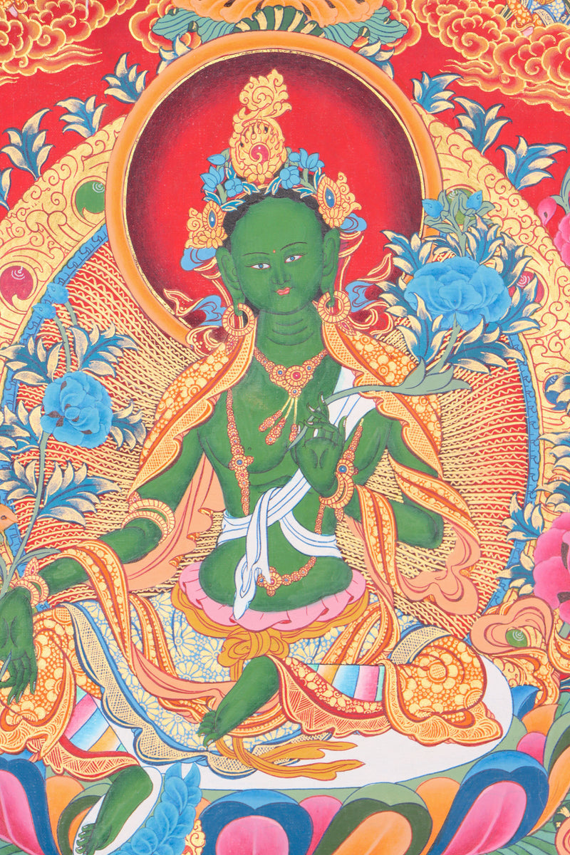 Green Tara Thangka for prayer and meditation.