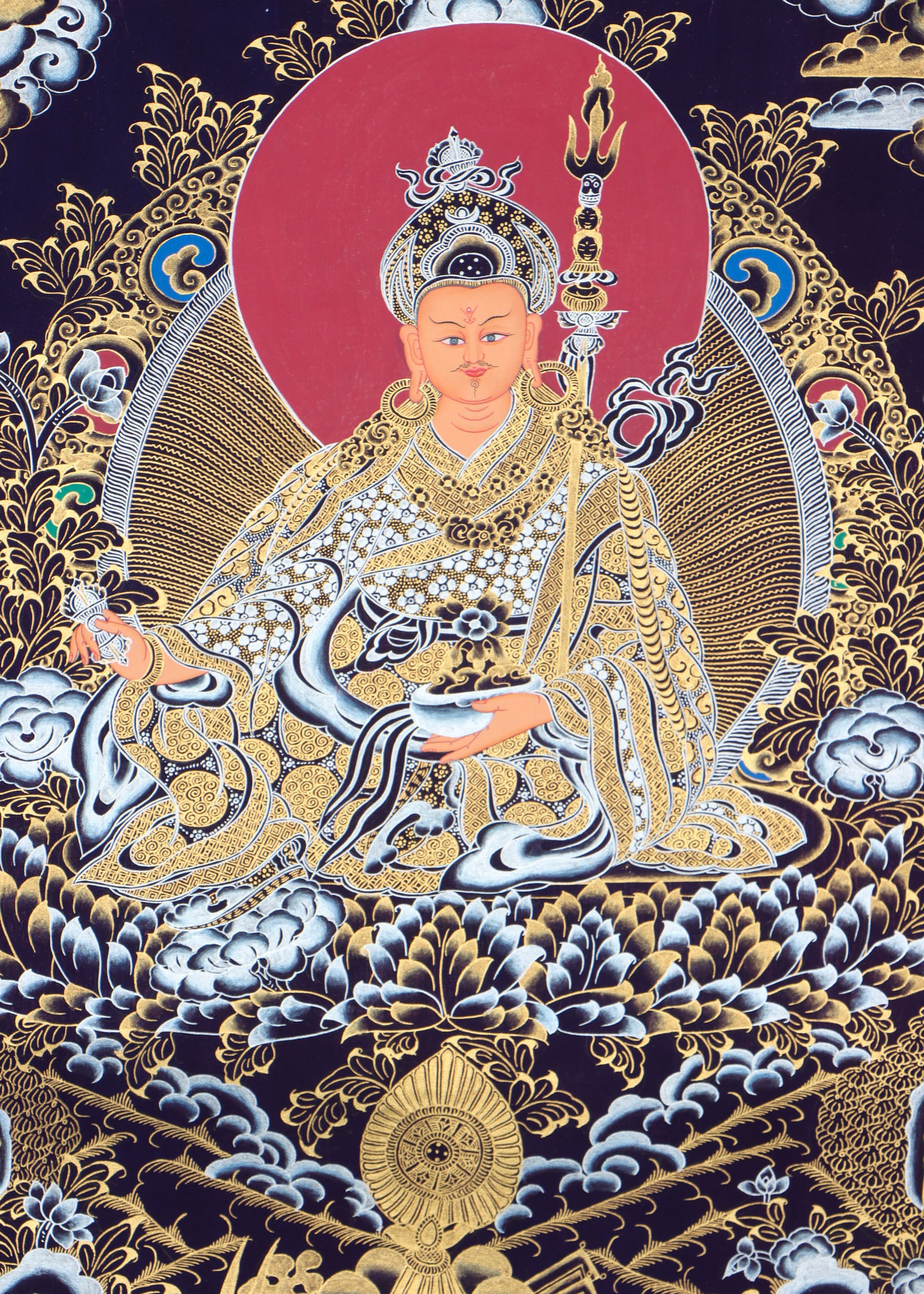 Guru Rinpoche Thangka for meditation and prayer .