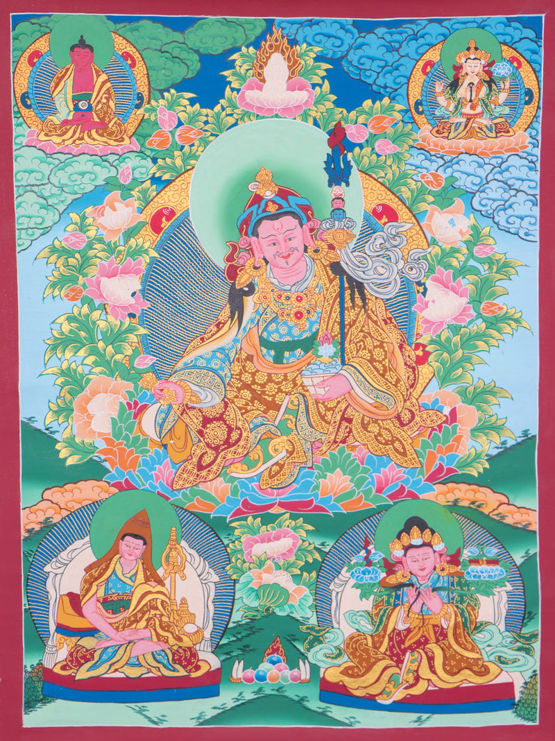 Guru Rinpoche Thangka helps to cultivate devotion, faith, and a connection to Guru Rinpoche's wisdom and compassion.