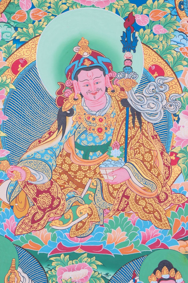 Guru Rinpoche Thangka helps to cultivate devotion, faith, and a connection to Guru Rinpoche's wisdom and compassion.