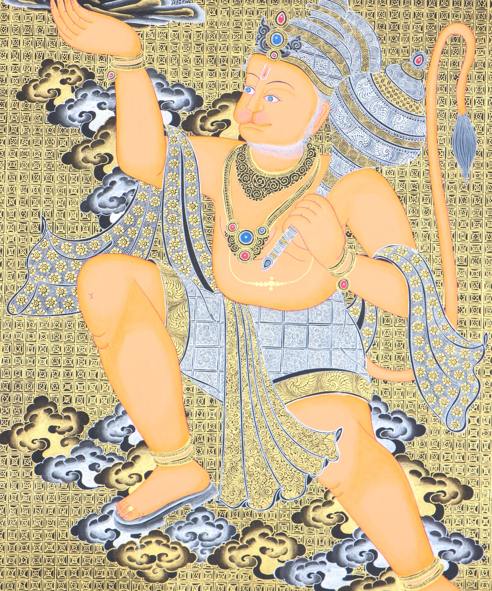 Hanuman Thangka for wall decor and meditation.