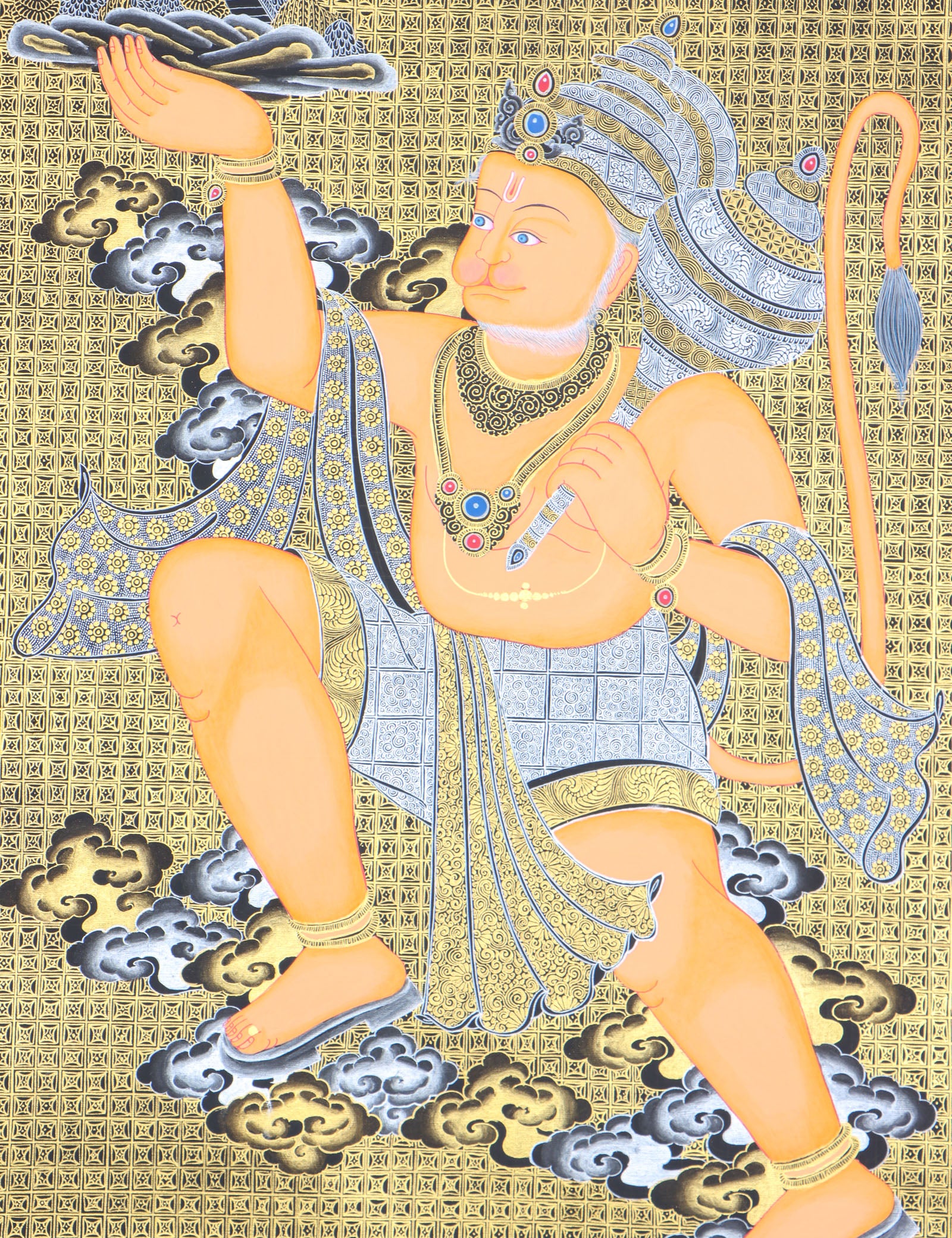 Hanuman Thangka for wall decor and meditation.