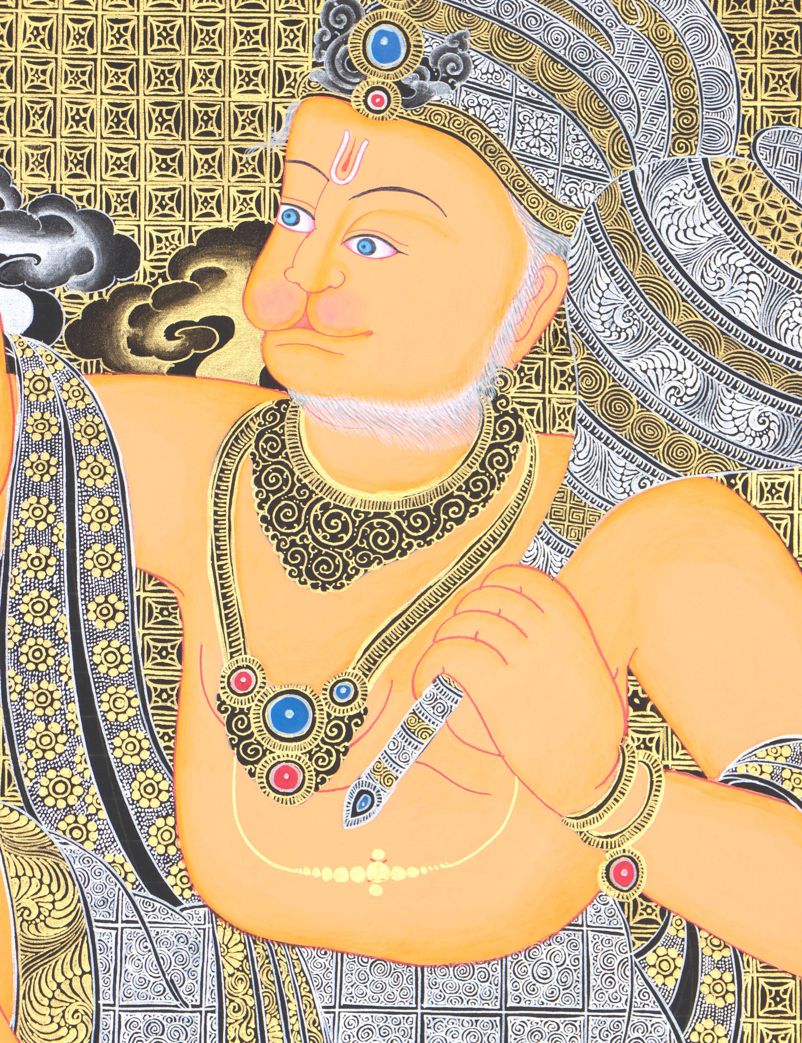 Hanuman Thangka for wall decor and meditation.