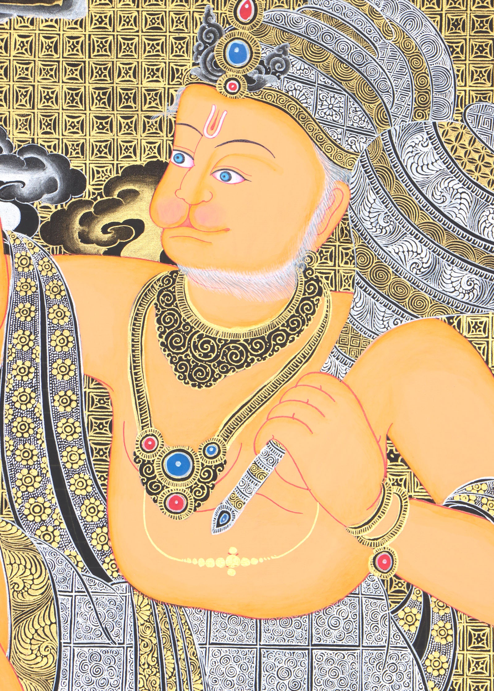 Hanuman Thangka for wall decor and meditation.