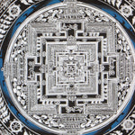 Silver Kalachakra mandala Thangka for meditation altar.