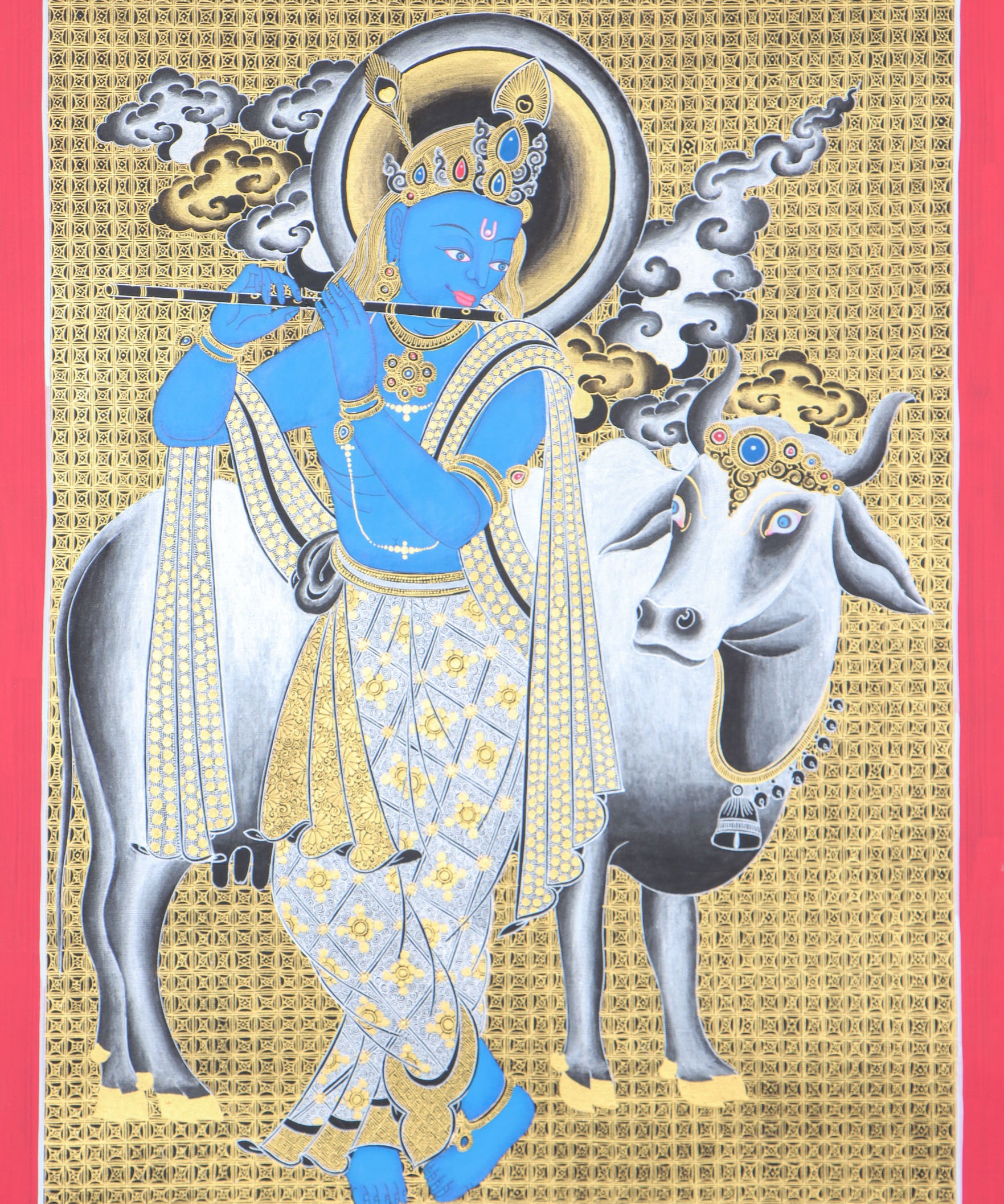 Krishna Hindu Thangka for devotion and meditation.